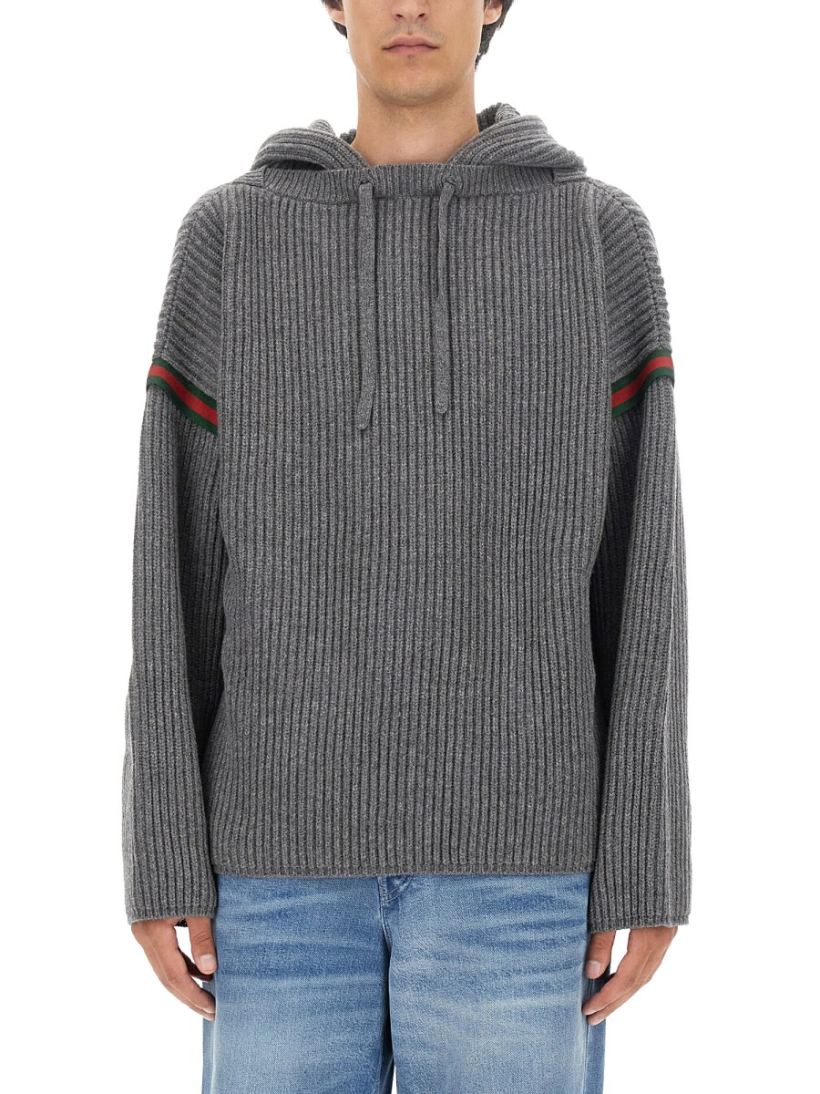 GUCCI MAGLIONE IN CASHMERE E LANA CON CAPPUCCIO