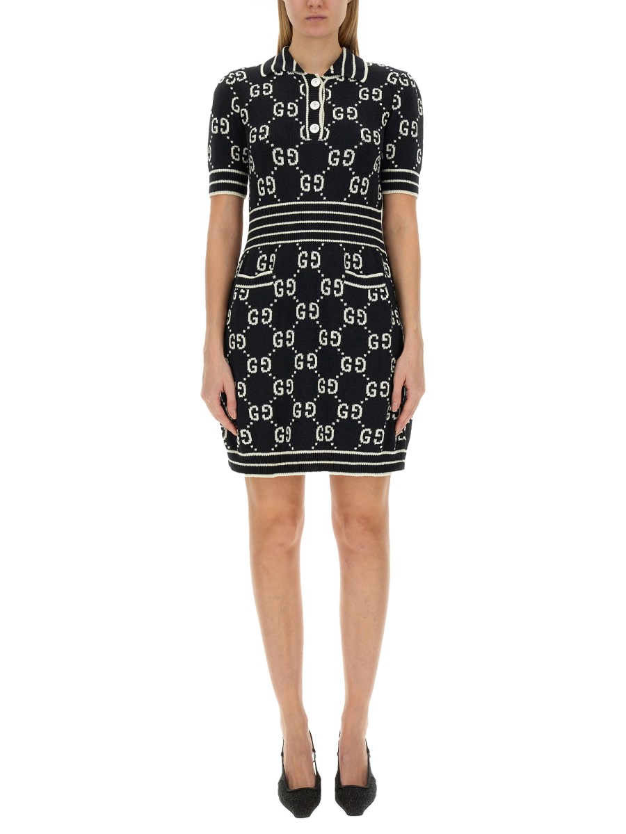 GUCCI - GG JACQUARD COTTON POLO SHIRT DRESS - Eleonora Bonucci