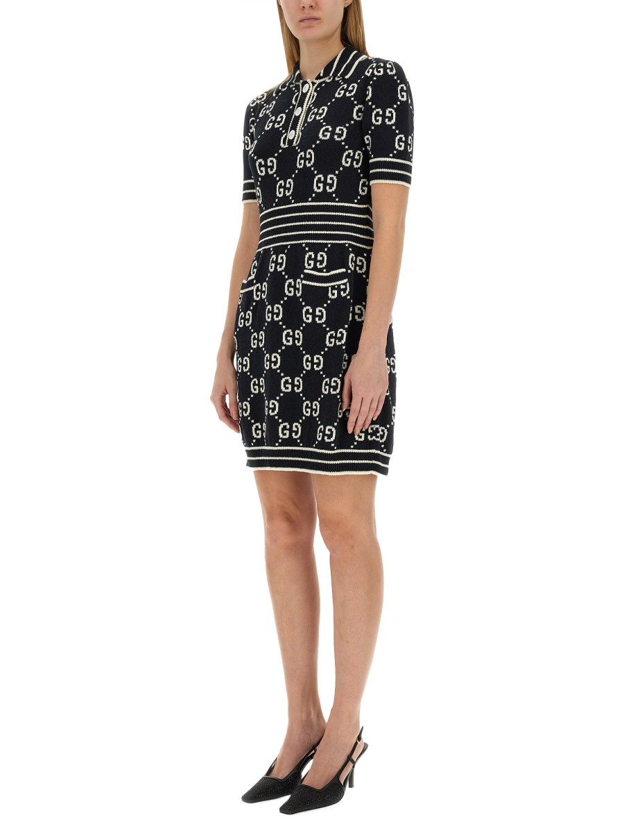 GUCCI - GG JACQUARD COTTON POLO SHIRT DRESS - Eleonora Bonucci