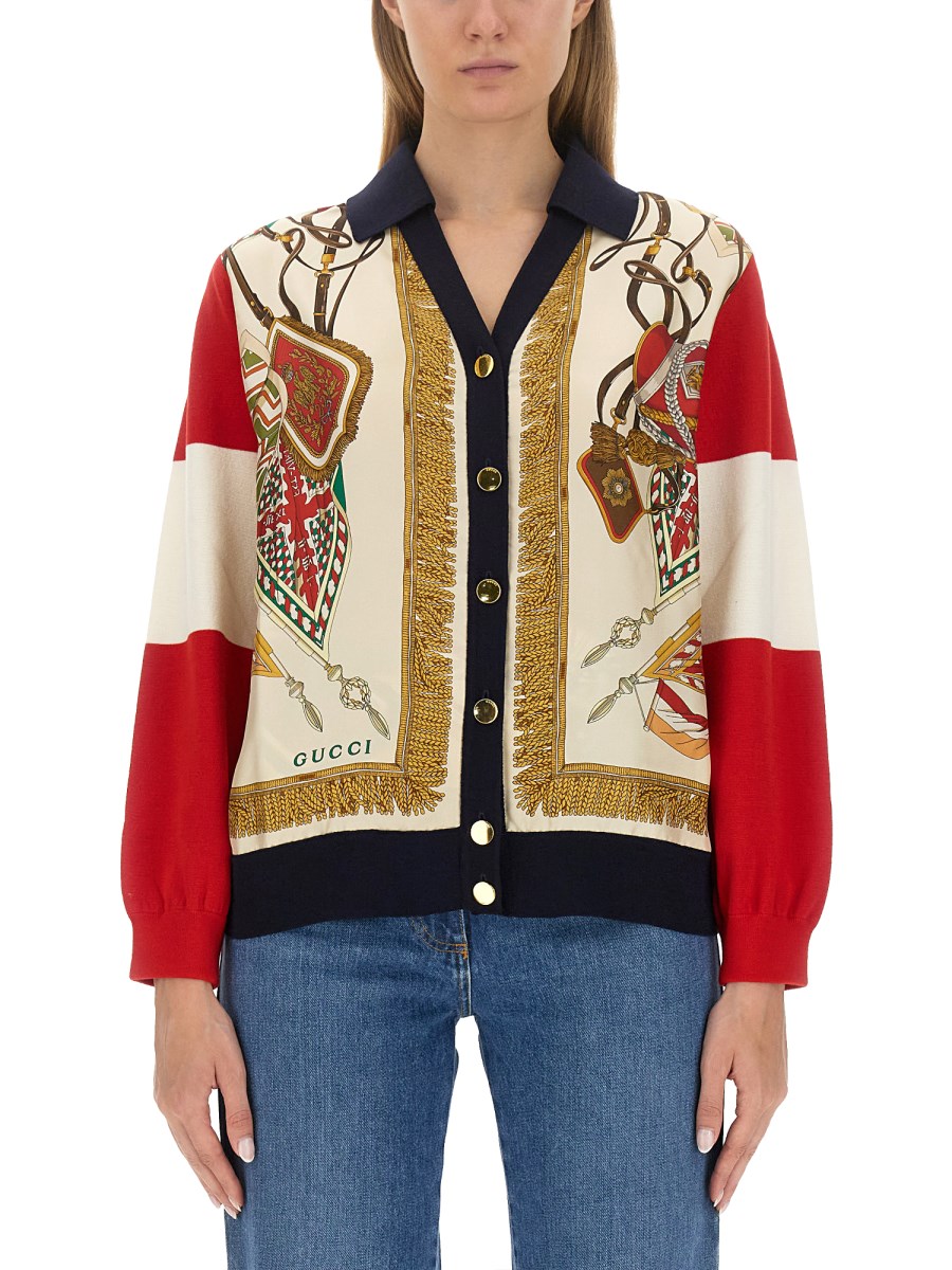 GUCCI CARDIGAN IN LANA EXTRAFINE CON STAMPA