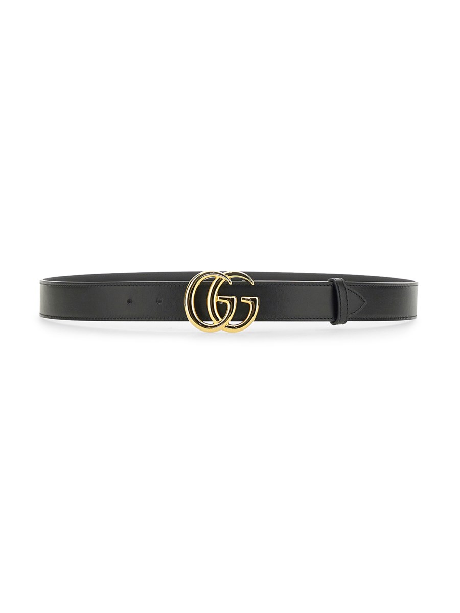 GG Marmont leather belt with shiny buckle