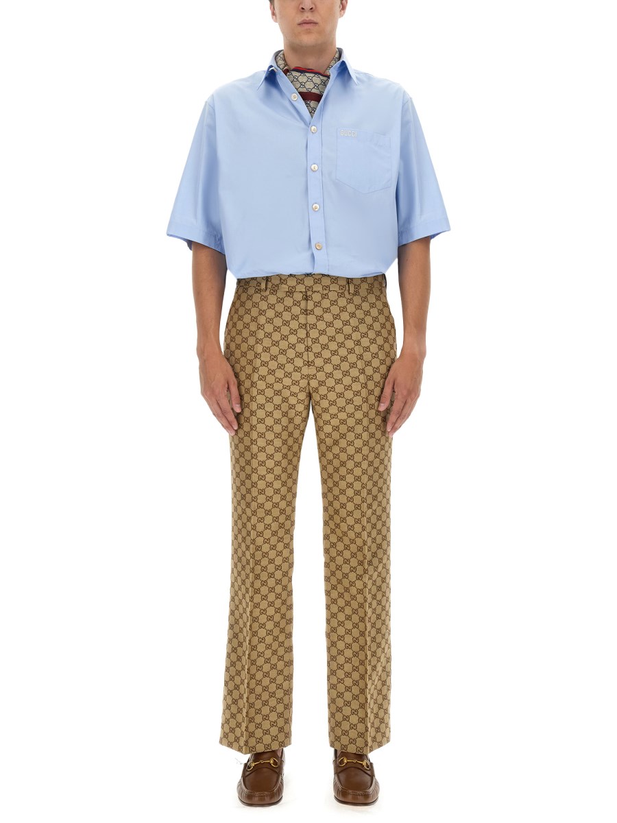 GUCCI - GG SUPREME LINEN PANTS - Eleonora Bonucci