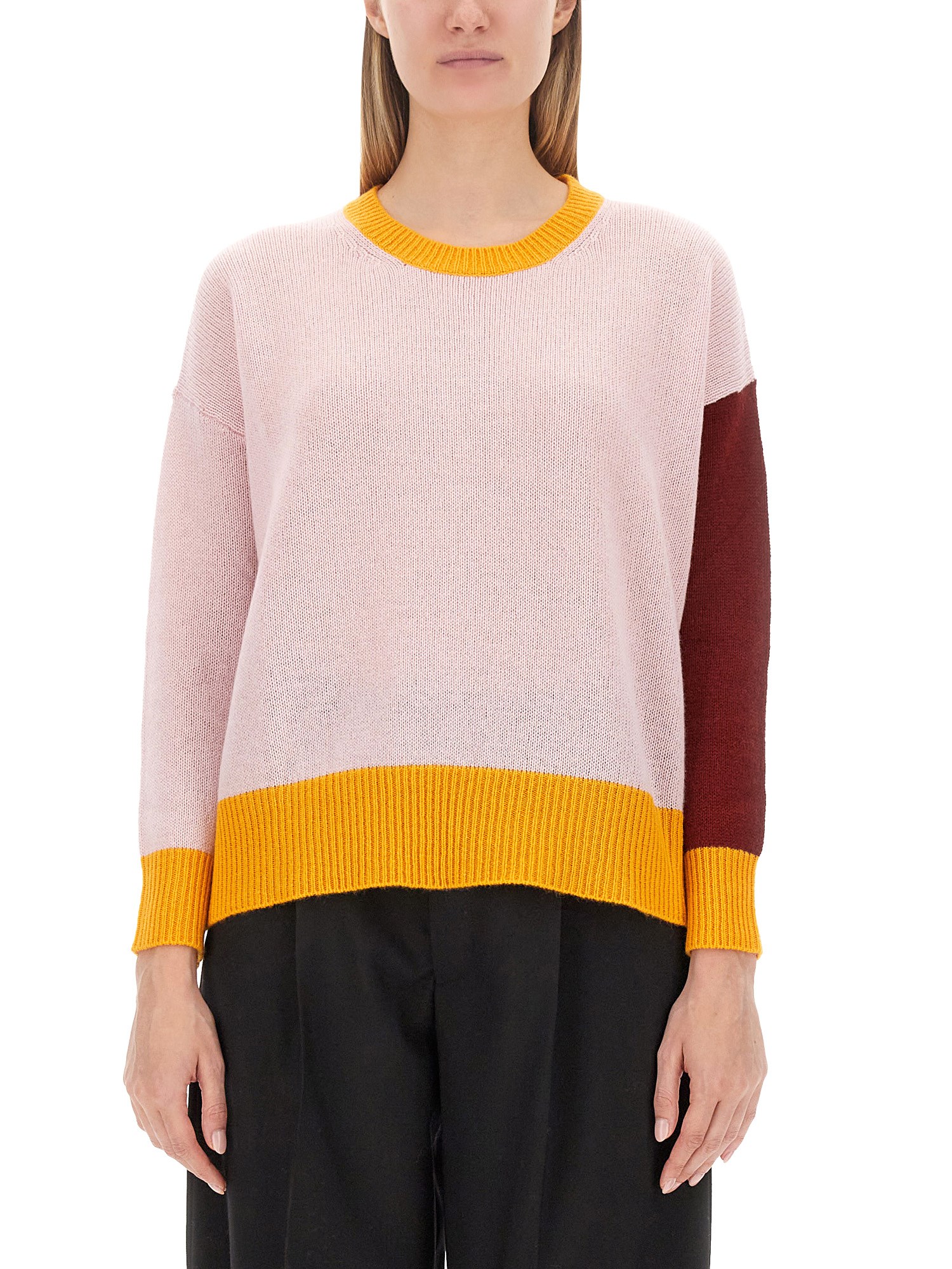 Marni Pink Colour-block Cashmere Jumper In Multicolour