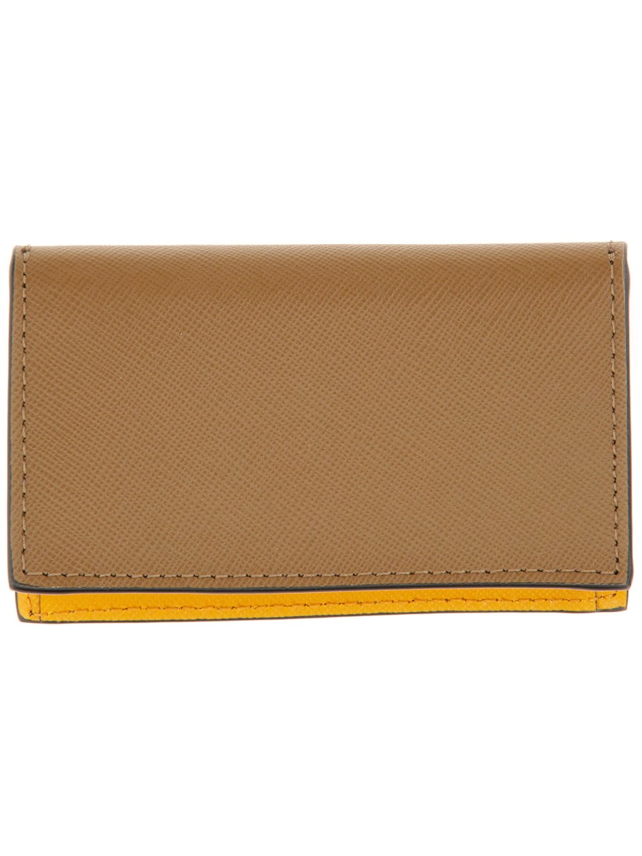 Marni Wallets & Small Leather Goods, Mens Brown And Black Saffiano Leather  Bi-Fold Wallet