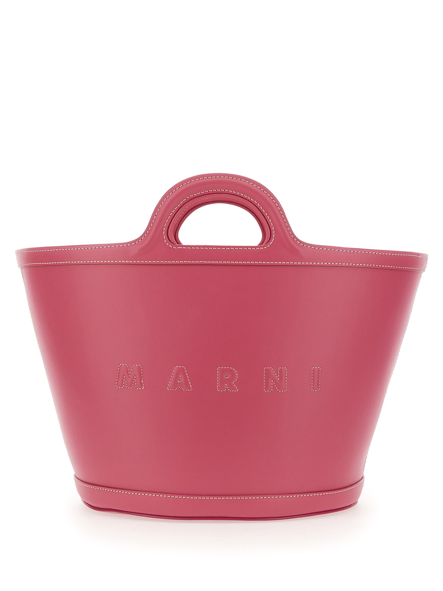 Marni Structured Shoulder Bag With Double Top Handle In Fuchsia