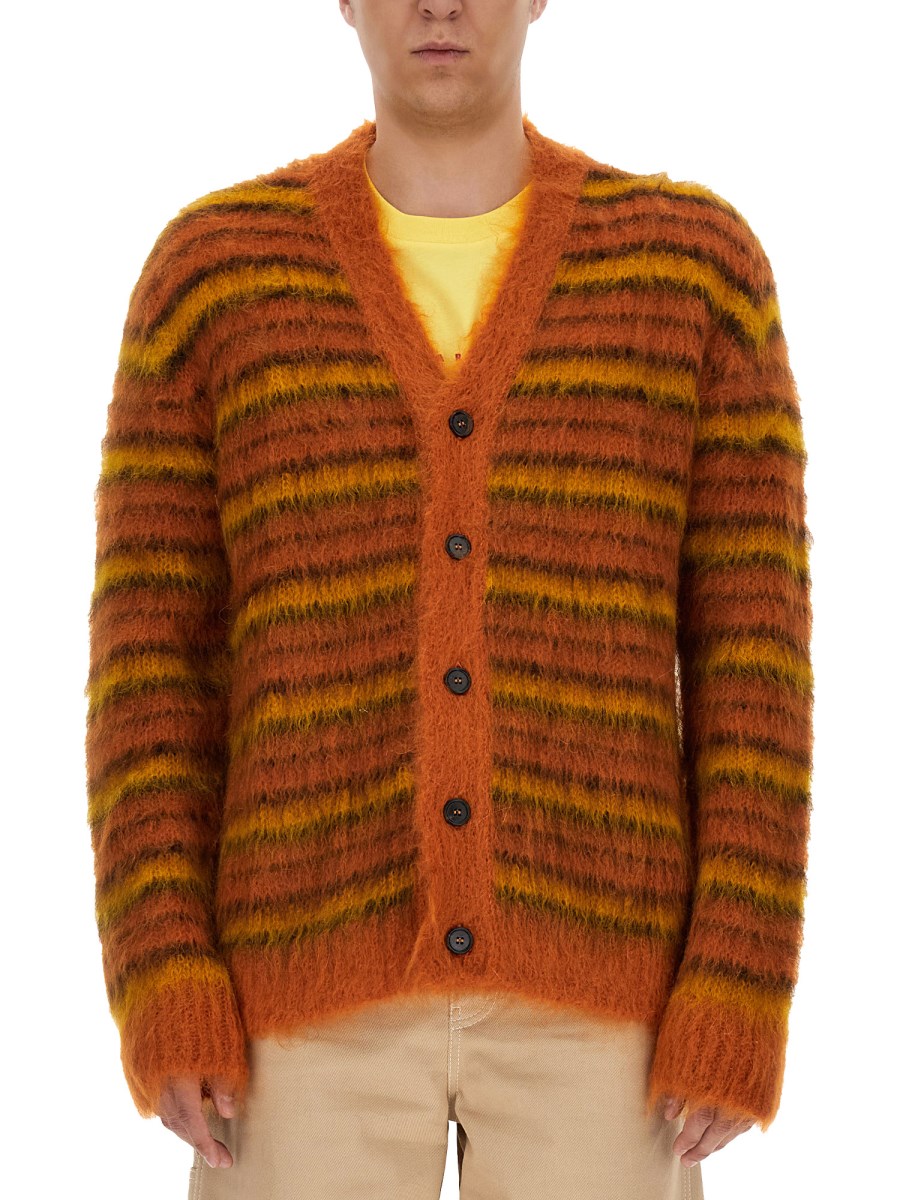 MARNI CARDIGAN IN MOHAIR CON SCOLLO A V