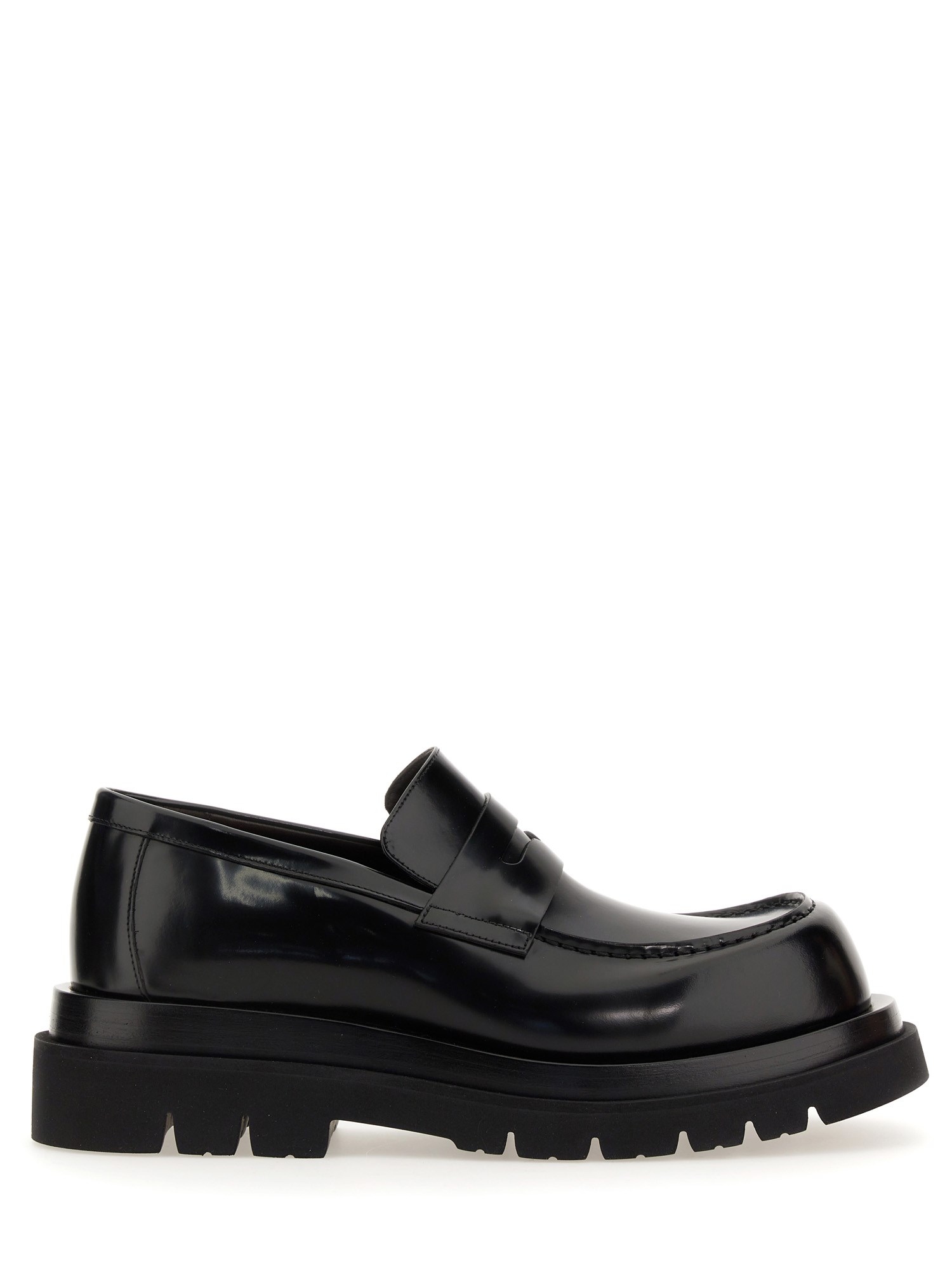 Bottega Veneta Men's Lug-sole Leather Penny Loafers In Black | ModeSens