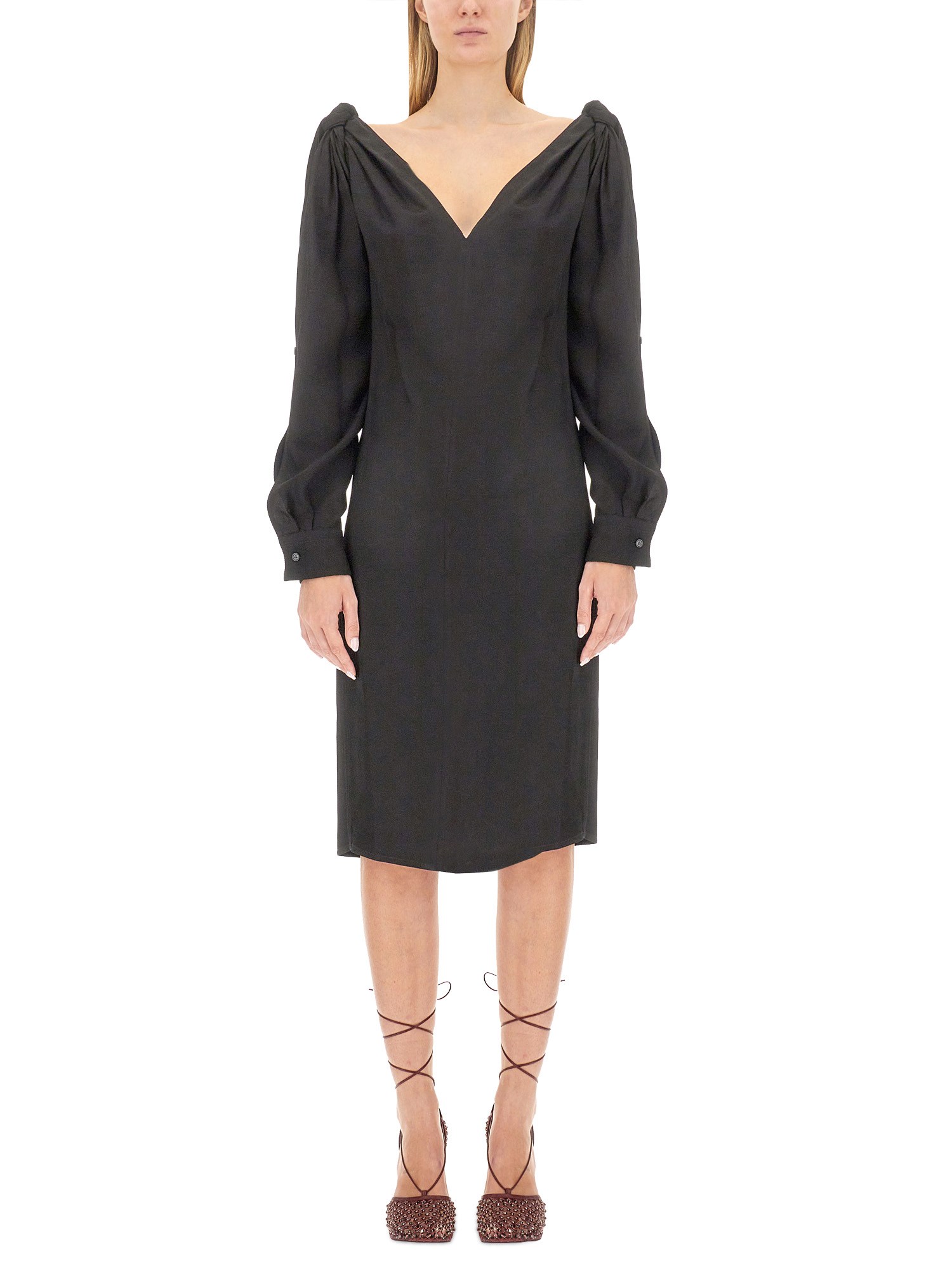 bottega veneta viscose midi dress