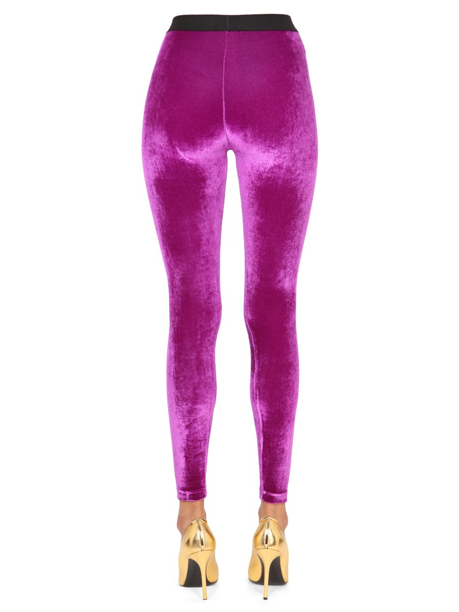 TOM FORD - STRETCH VELVET LOGO LEGGINGS - Eleonora Bonucci