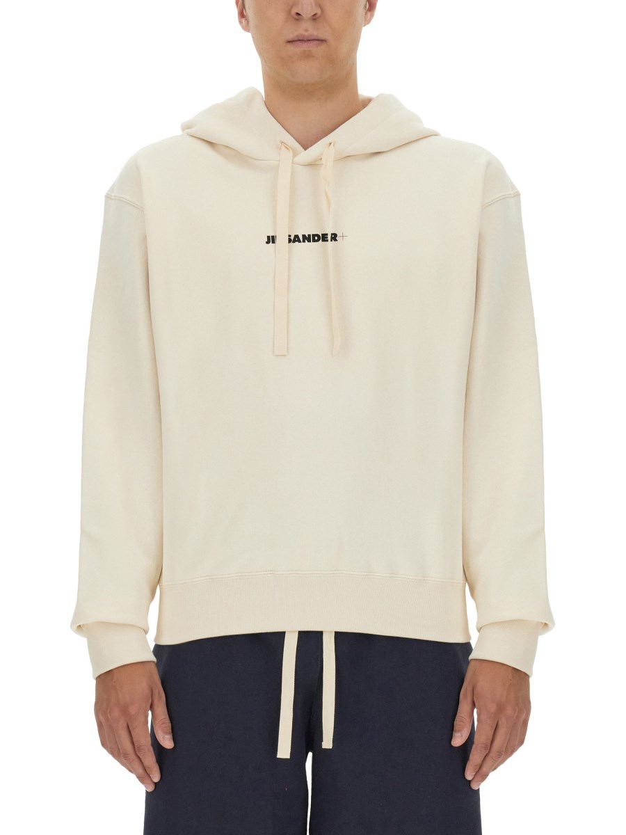 JIL SANDER FELPA IN COTONE CON CAPPUCCIO E LOGO