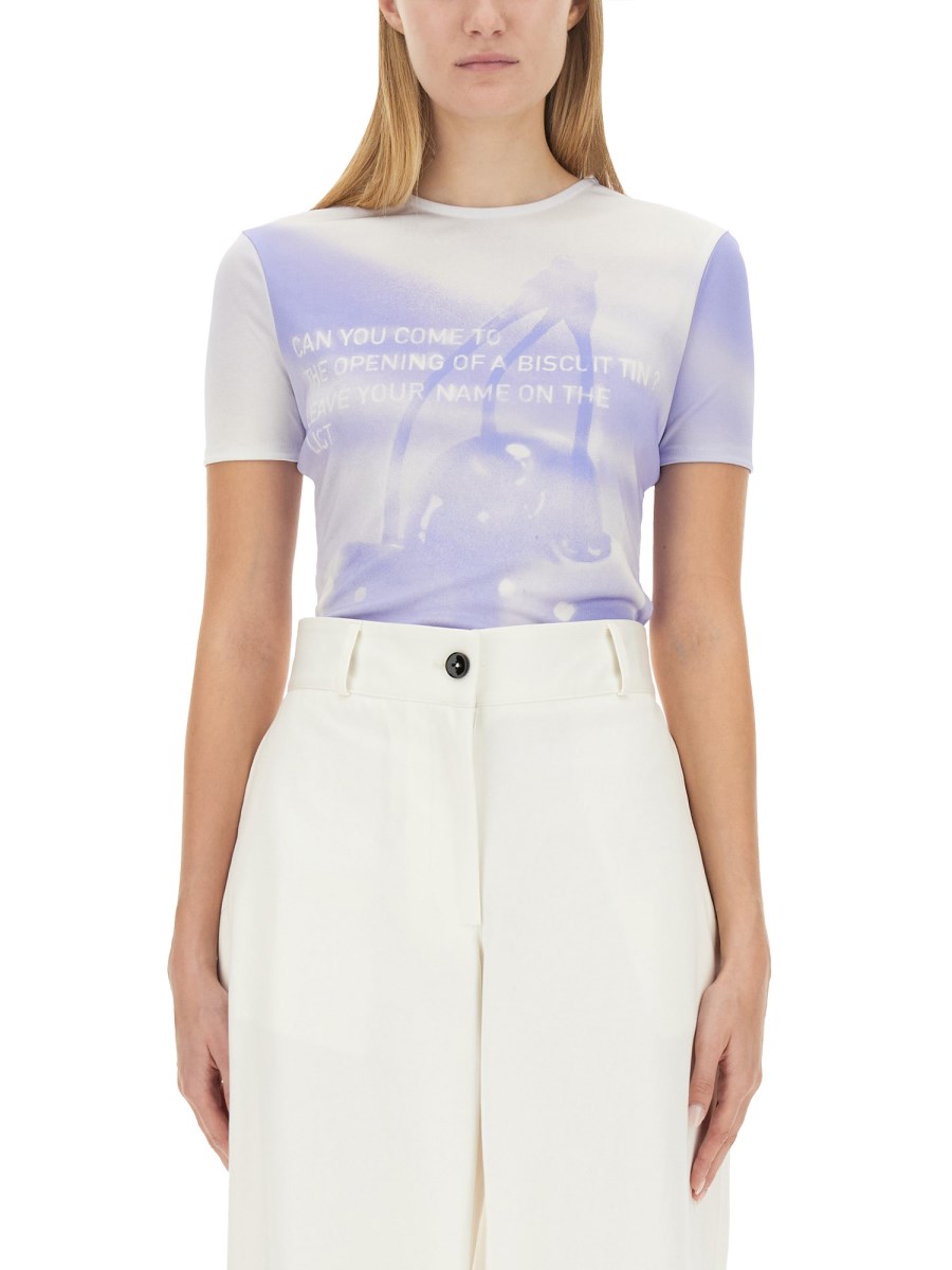 JIL SANDER T-SHIRT IN VISCOSA CON LOGO