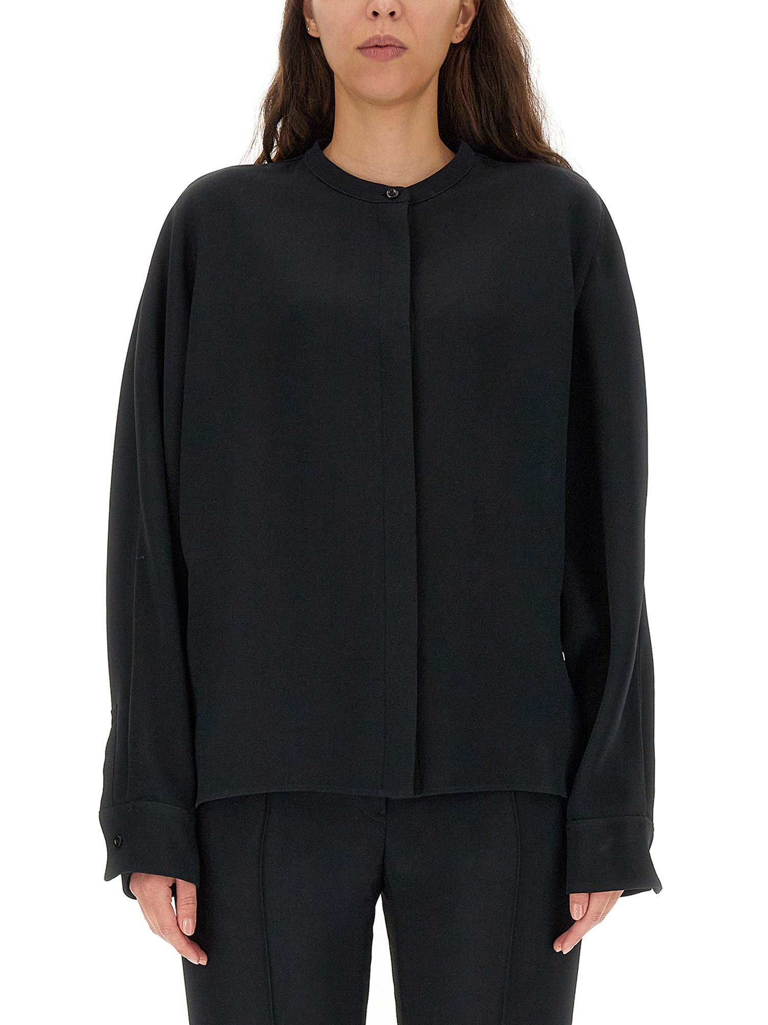 Shop Jil Sander Viscose Blend Shirt In Black