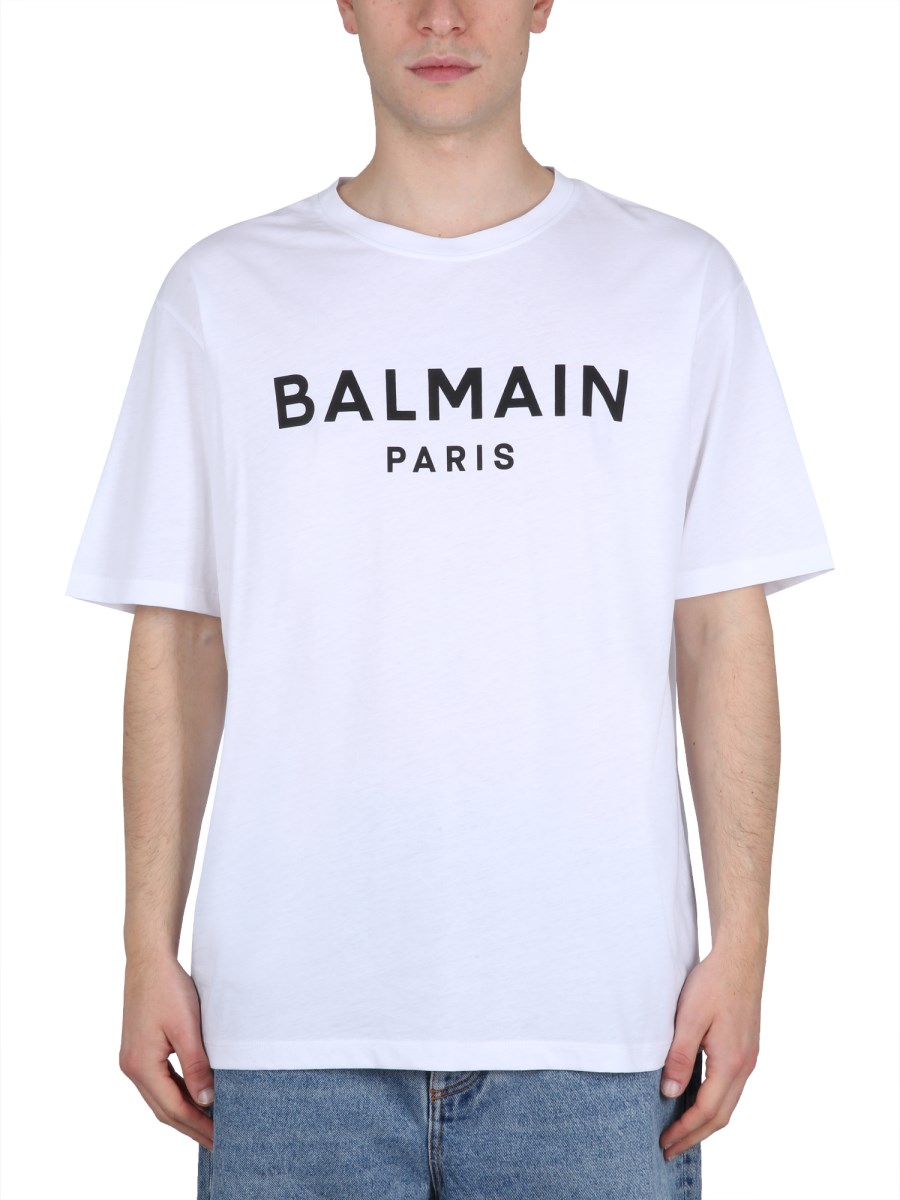 BALMAIN T-SHIRT IN COTONE CON STAMPA LOGO