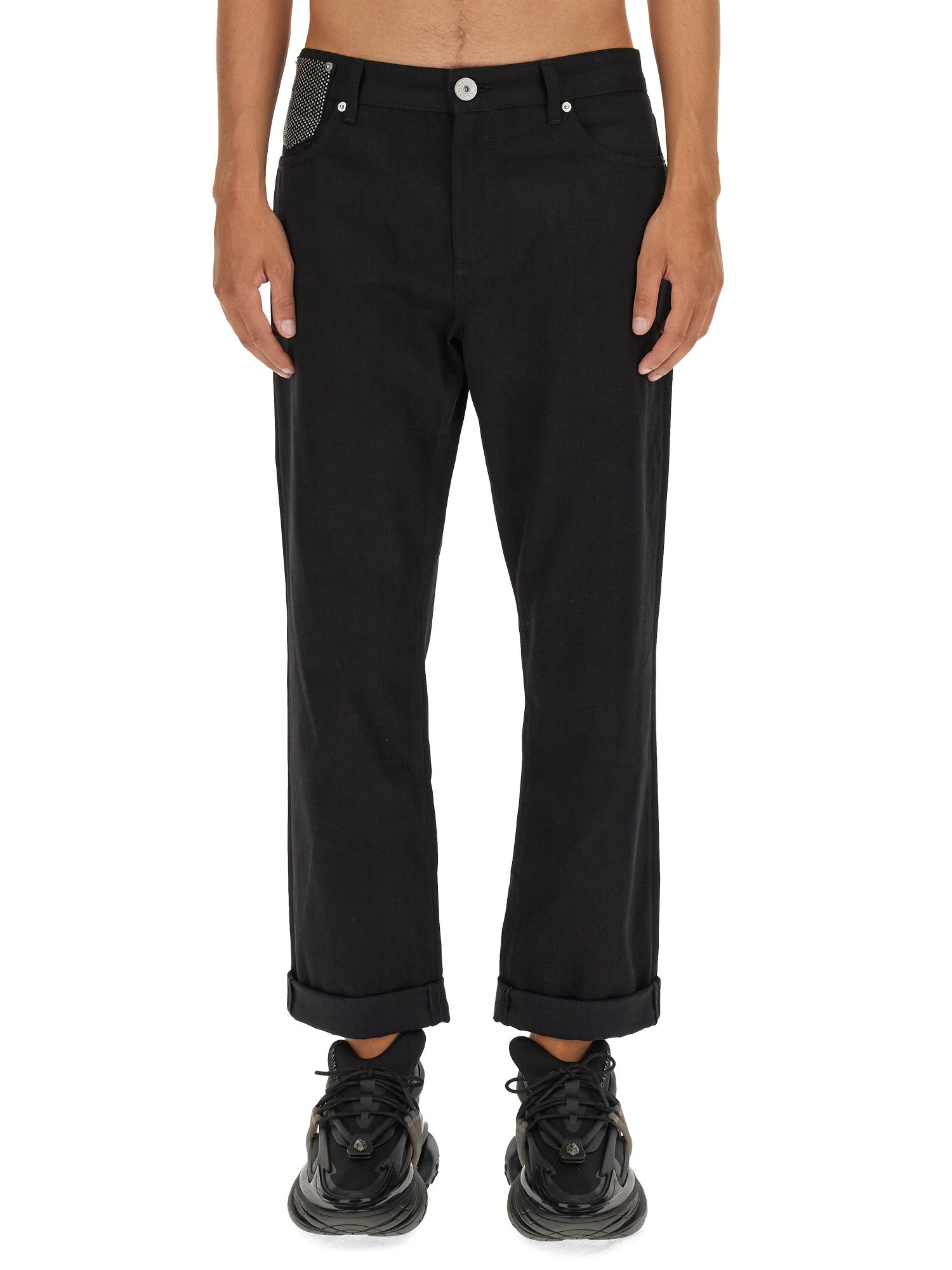 Balmain Regular Fit Black Denim Jeans In Black