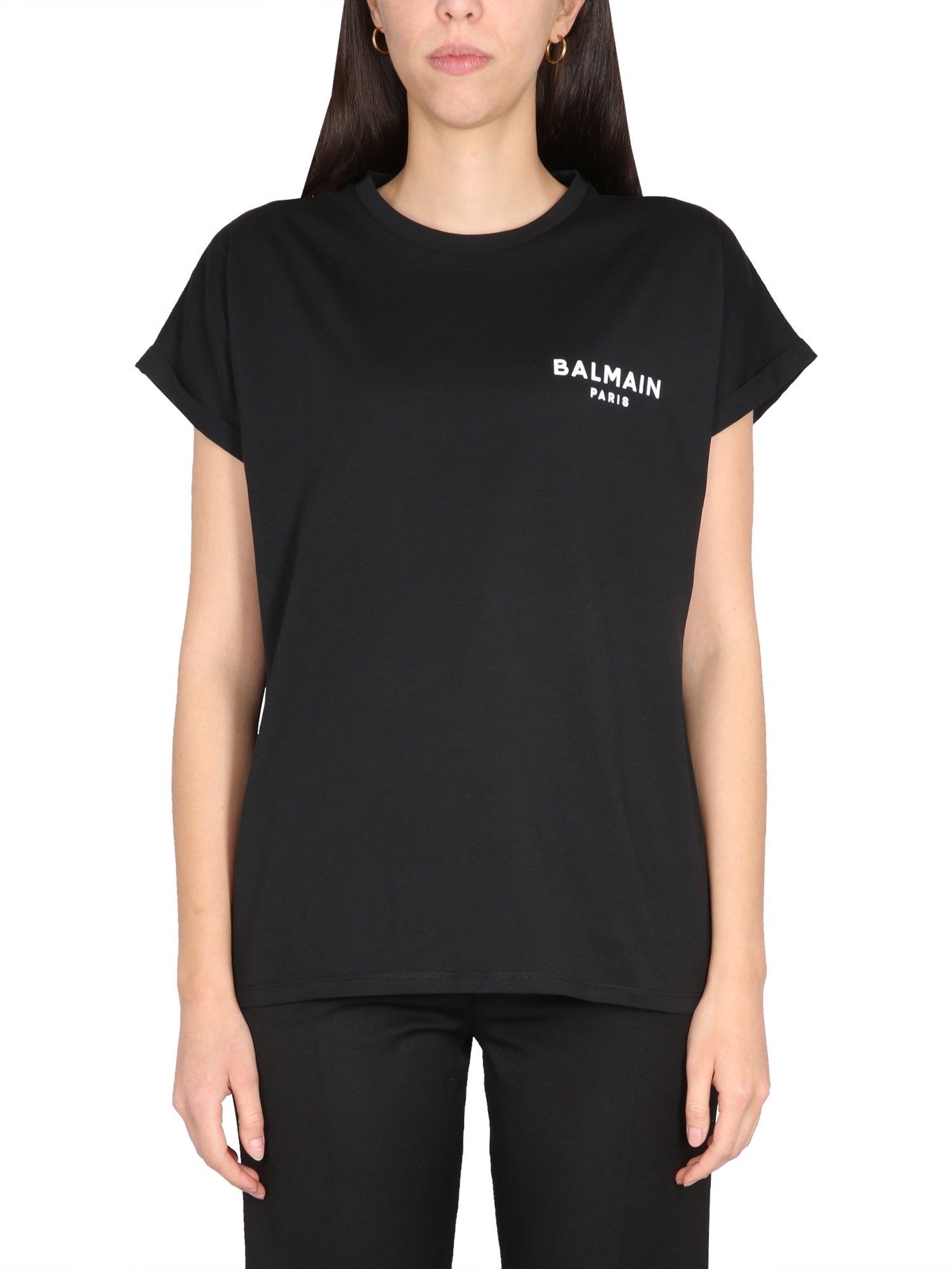 balmain flocked logo t-shirt