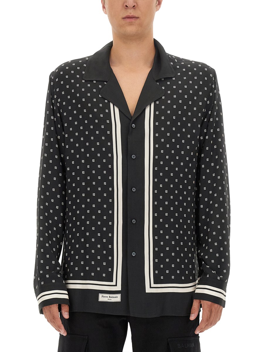 BALMAIN CAMICIA IN COTONE CON LOGO