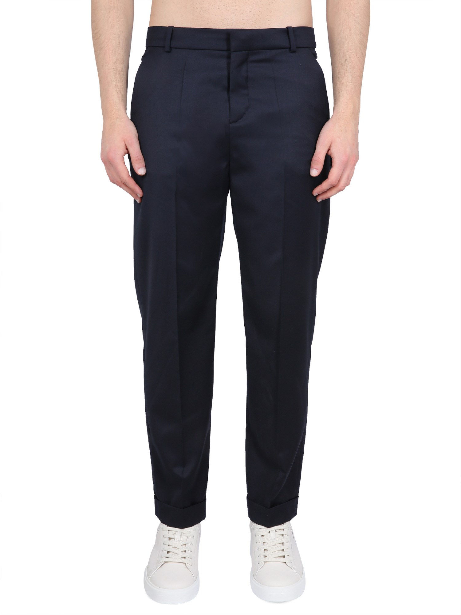 Shop Balmain Straight Leg Pants In Blue