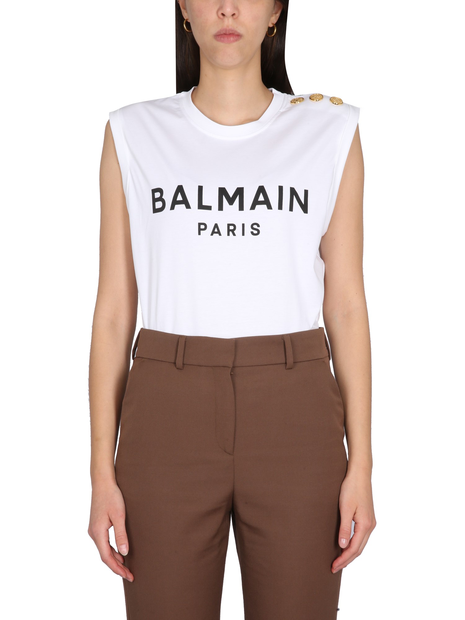 Shop Balmain T-shirt With Logo In White