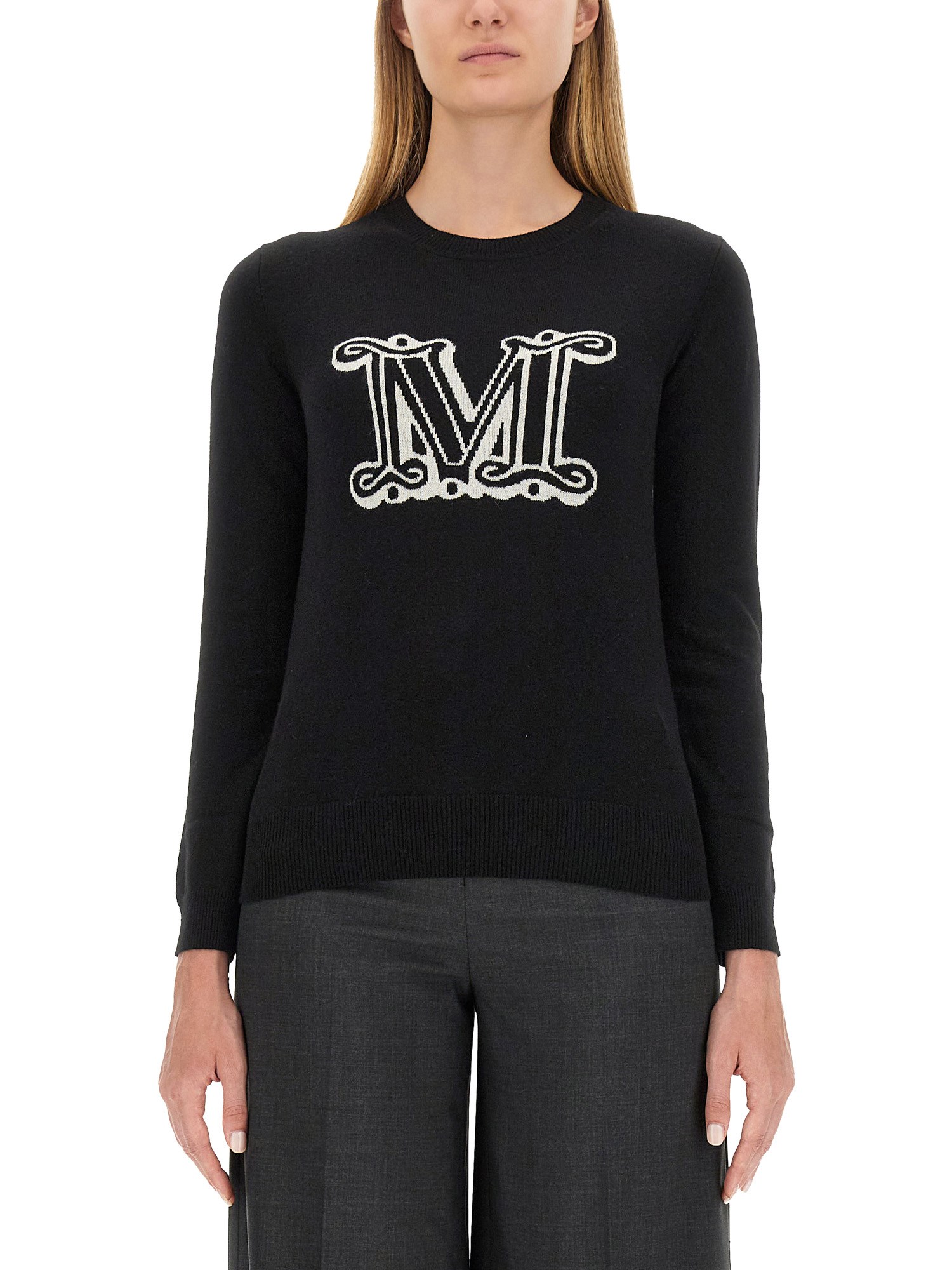 Max Mara Jersey With Logo In Black