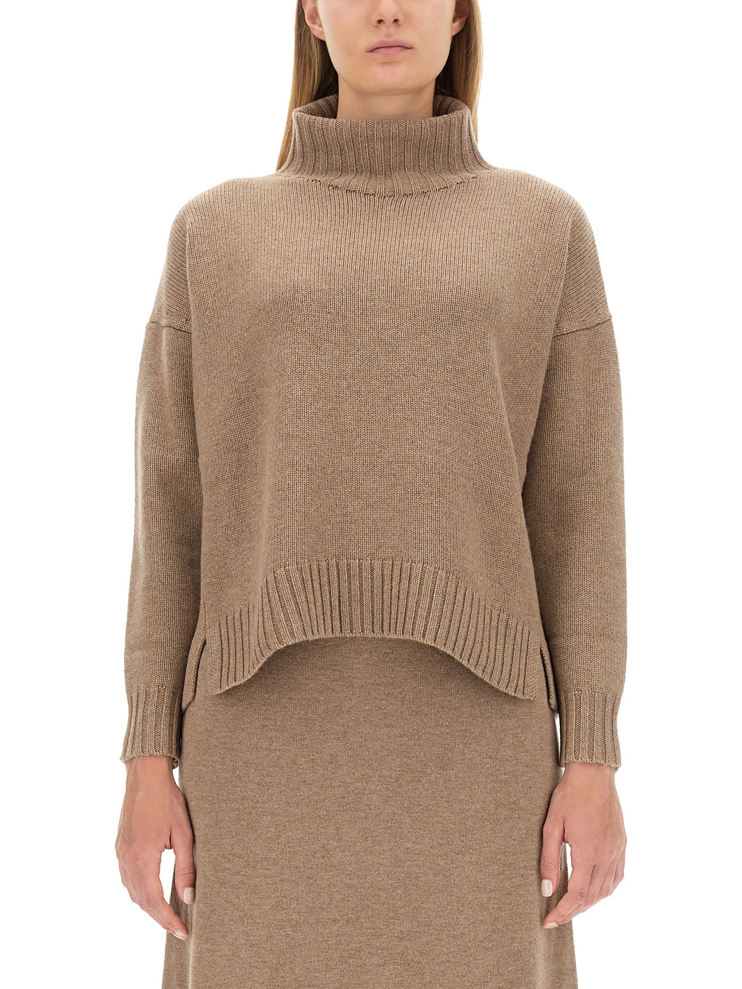 Max Mara Turtleneck Shirt In Beige