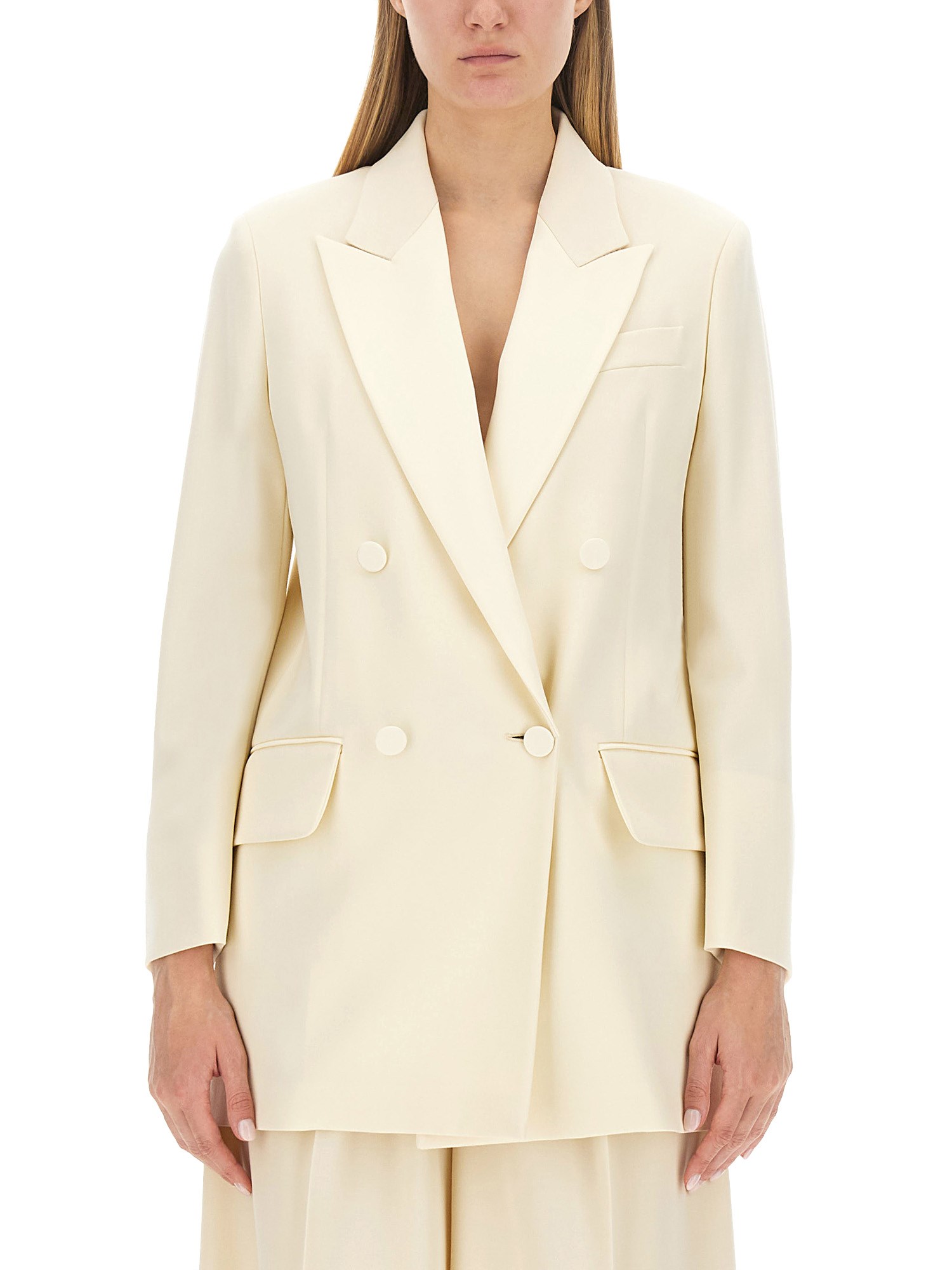Max Mara Monica Double-breasted Wool Blazer In Beige