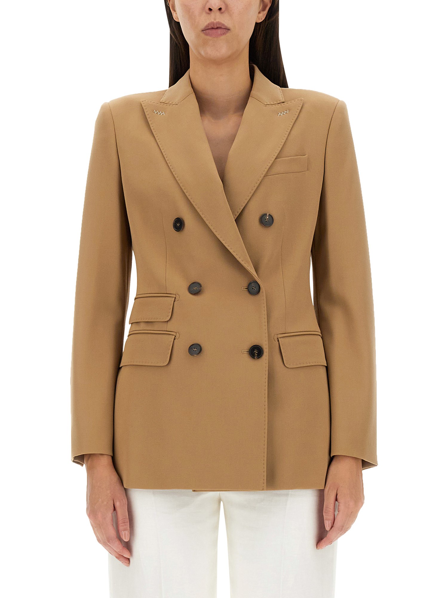 Max Mara Double-breasted Blazer In Beige