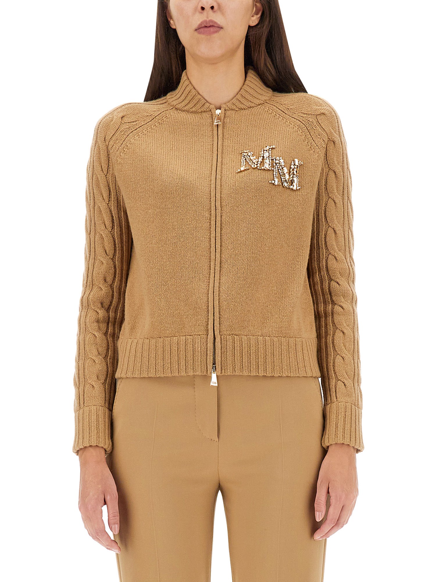 Shop Max Mara Wool And Cashmere Bomber Jacket In Beige