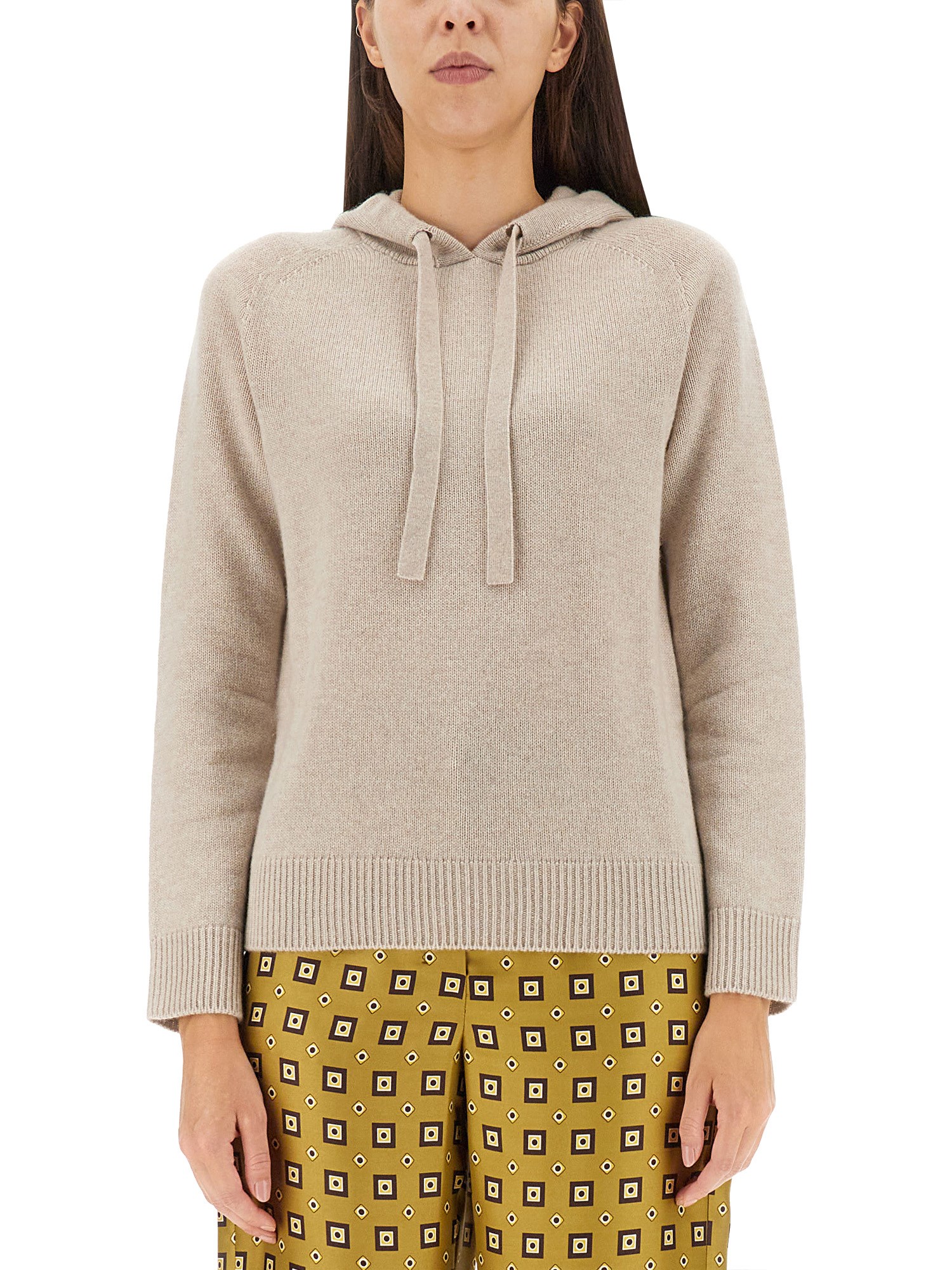 S Max Mara Taupe Virgola Hoodie In Powder