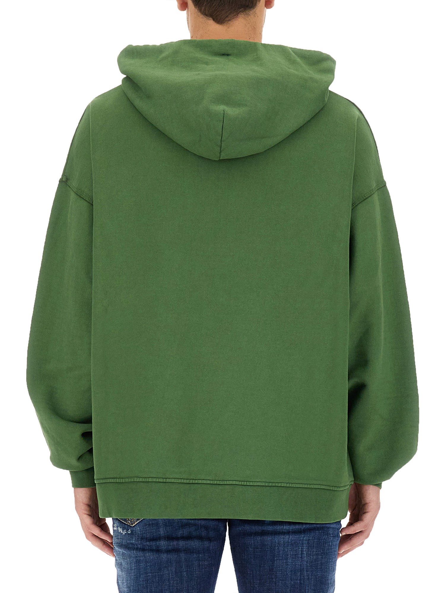 Dsquared2 Ragian Hoodie Sweatshirt With Lettering Print In Green