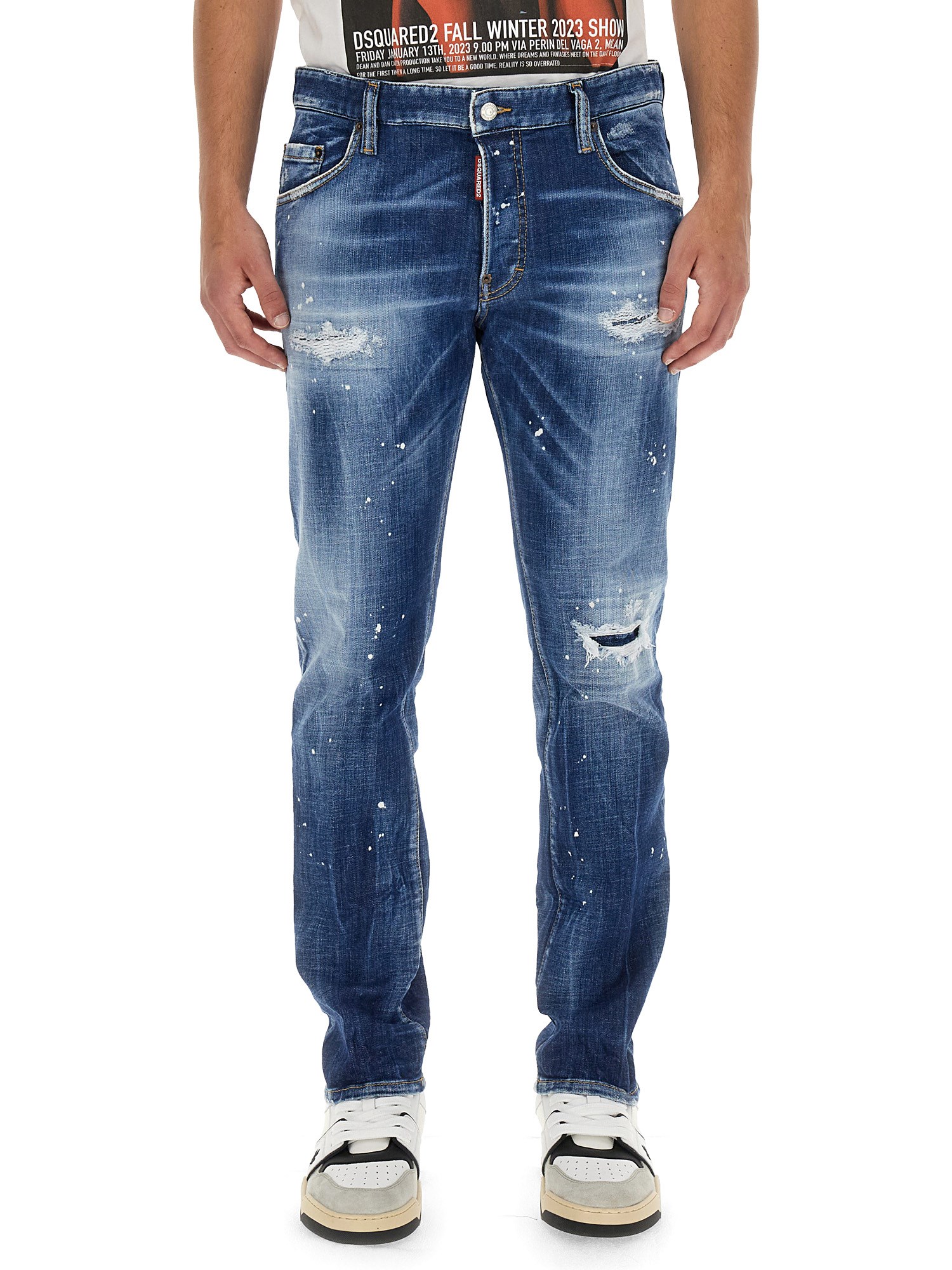 Shop Dsquared2 Patent Leather Effect Jeans In Blue