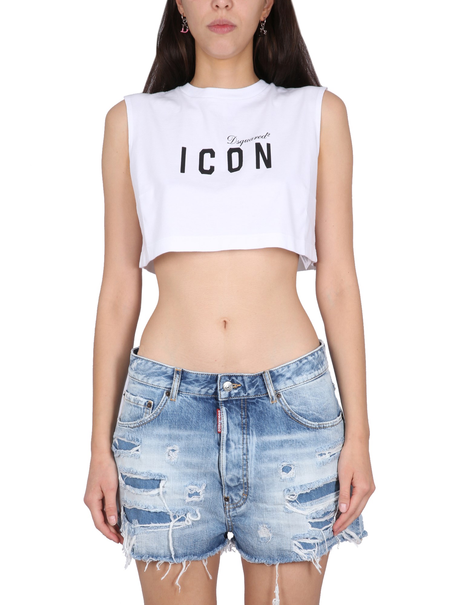 dsquared crop top with logo