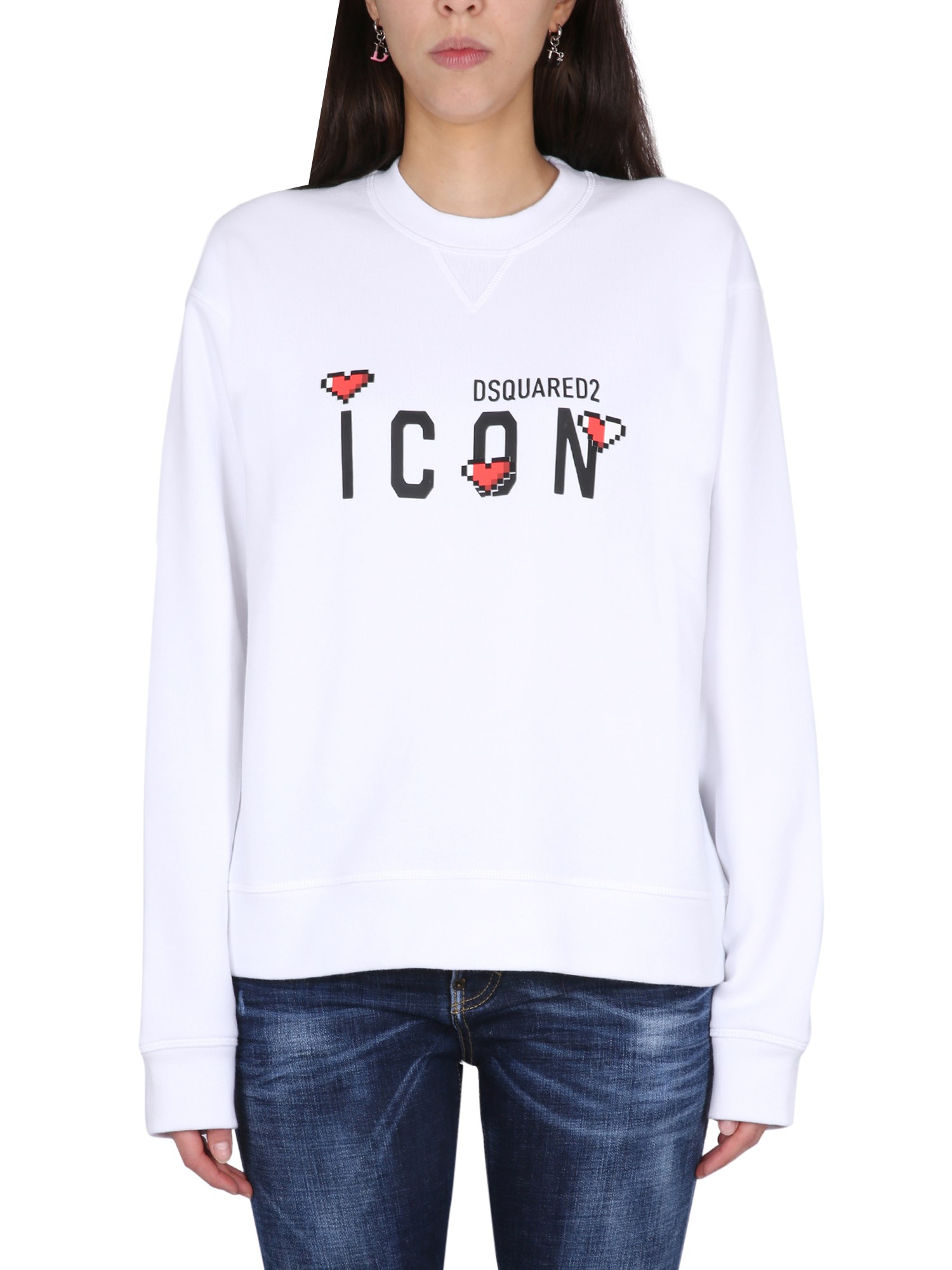 Shop Dsquared2 Icon Game Lover Sweatshirt In White