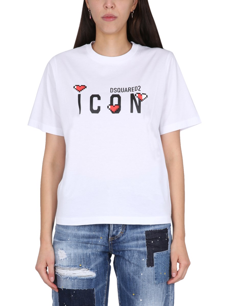 white dsquared icon t shirt