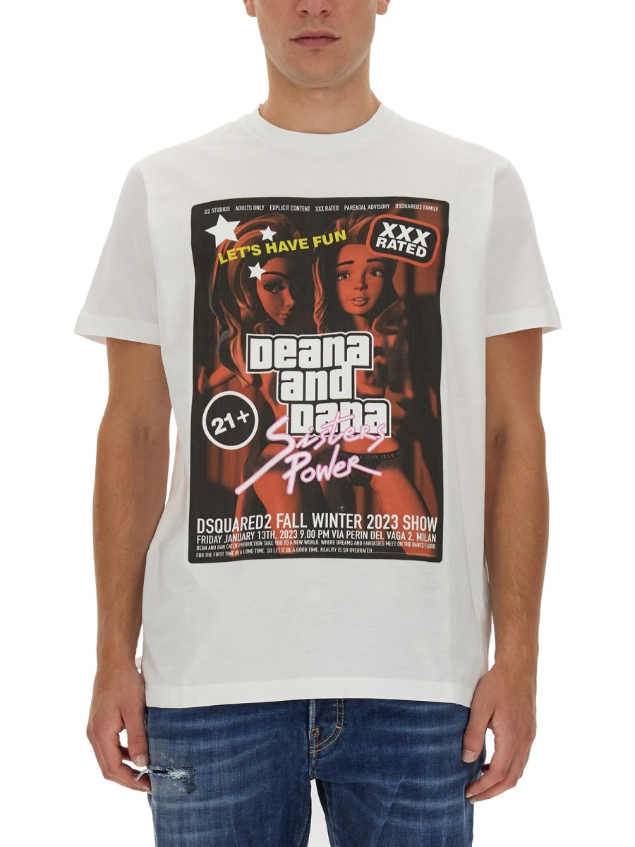 DSQUARED T-SHIRT CON STAMPA IN COTONE