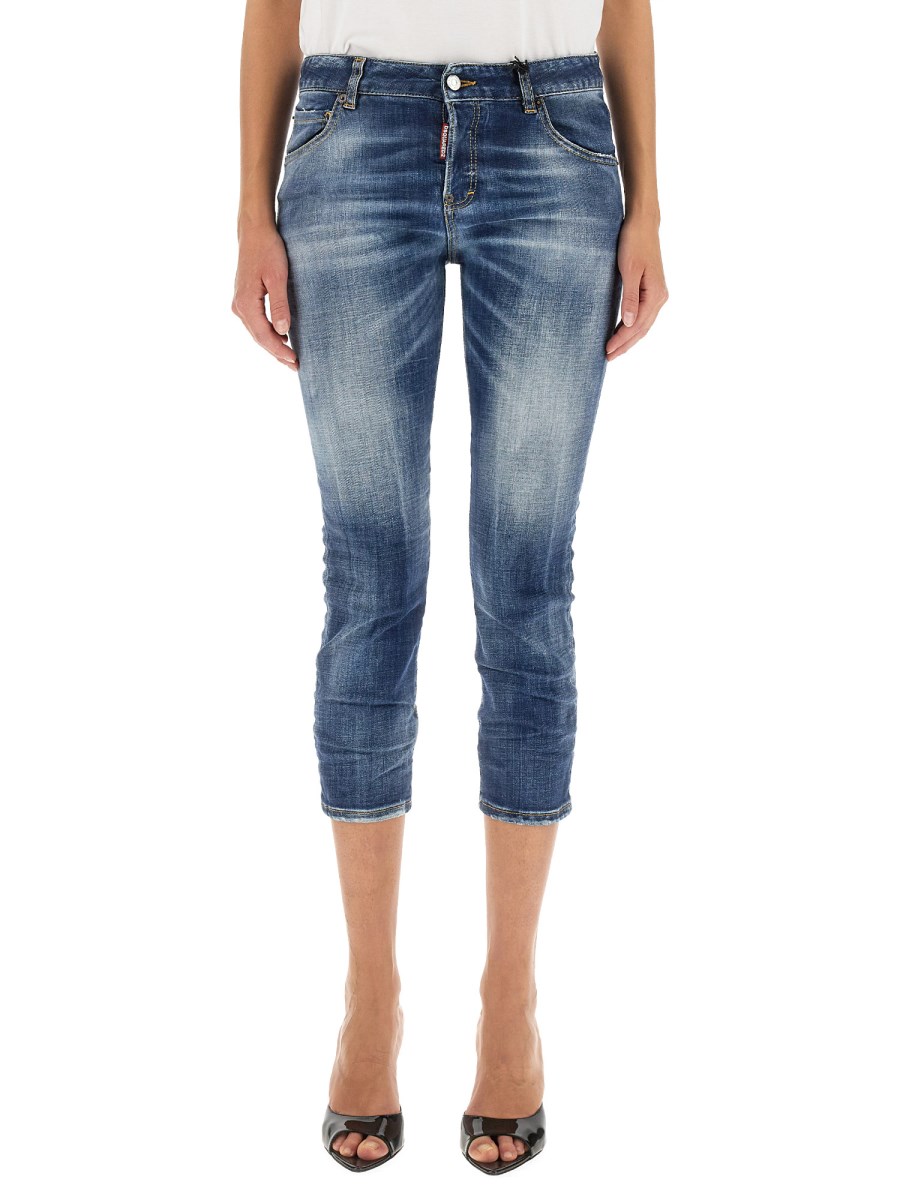 DSQUARED JEAN COOL GIRL CROPPED IN DENIM DI COTONE