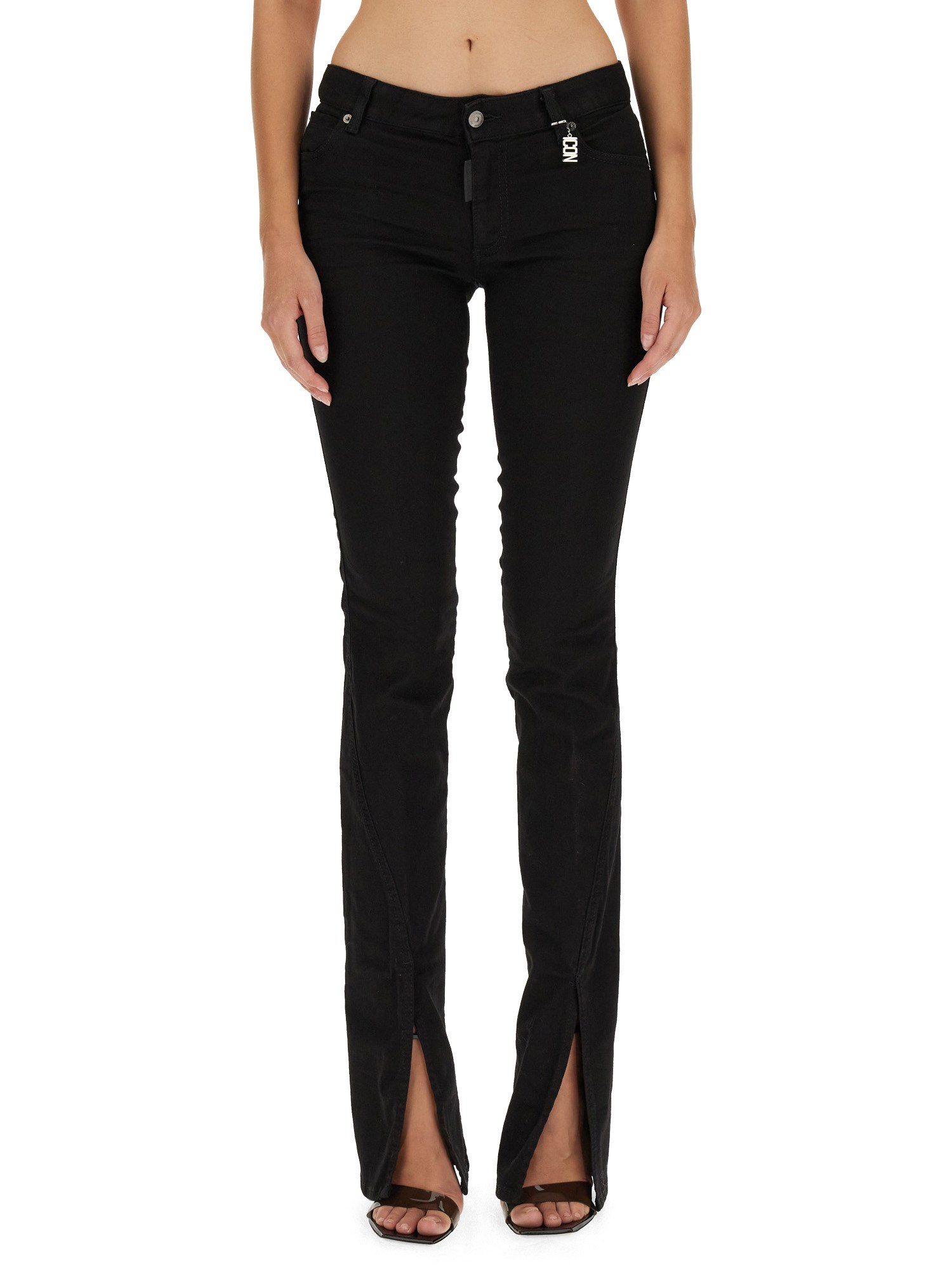 Dsquared2 Split-cuff Flared Jeans In Black
