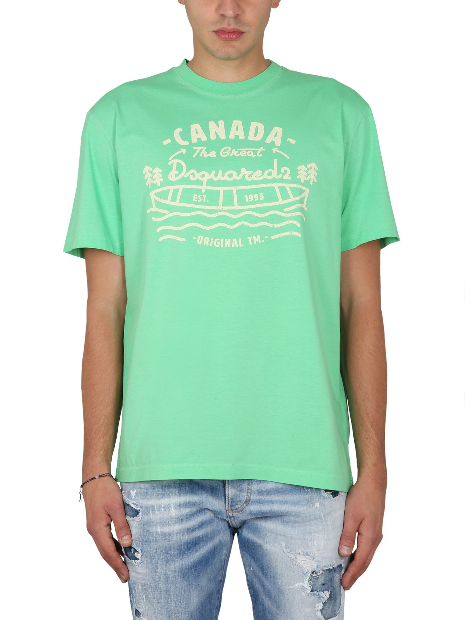 Dsquared2 Graphic Print Short Sleeve T-shirt In Brown