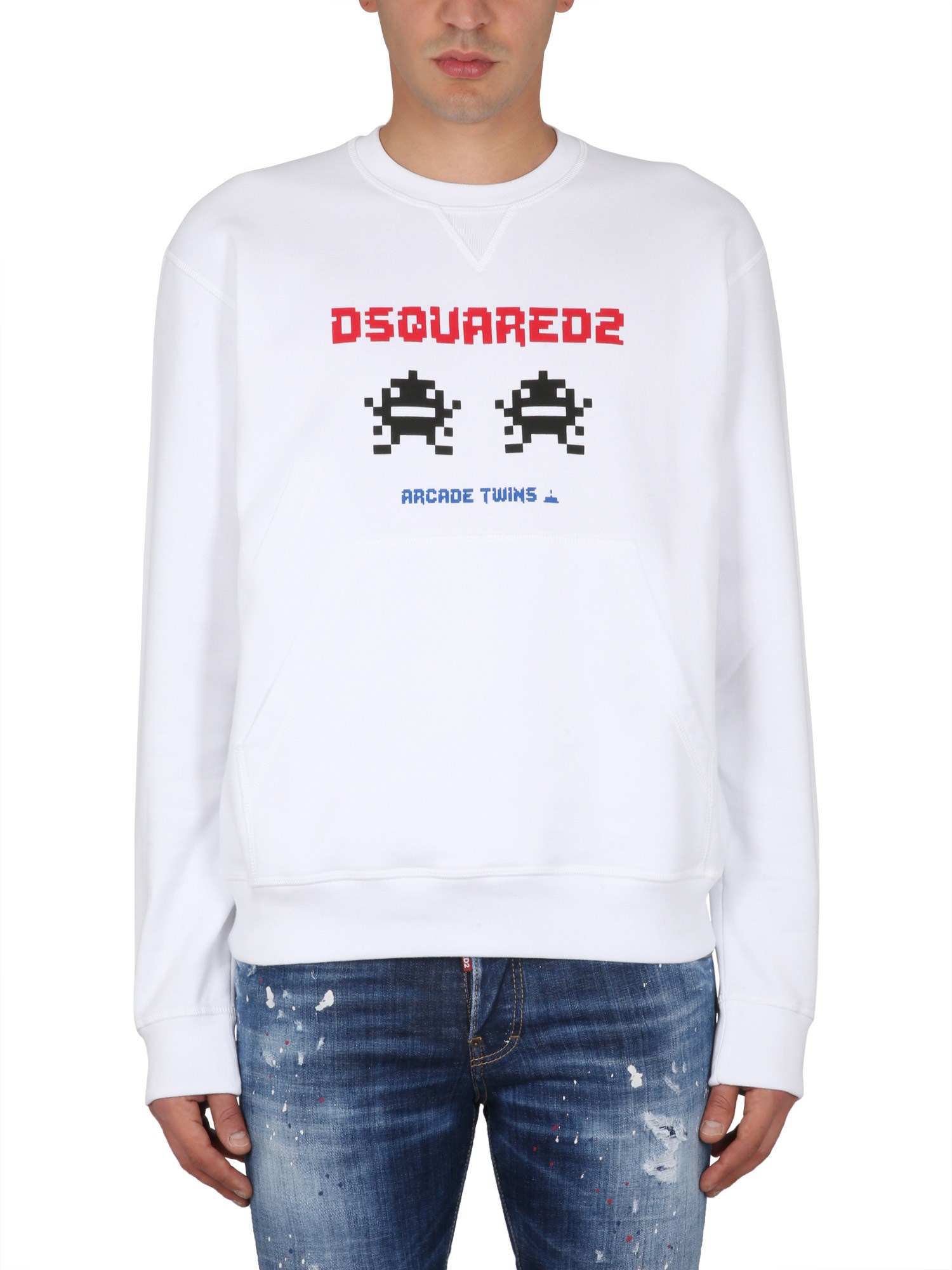 Dsquared2 Arcade Twins-print Sweatshirt In White