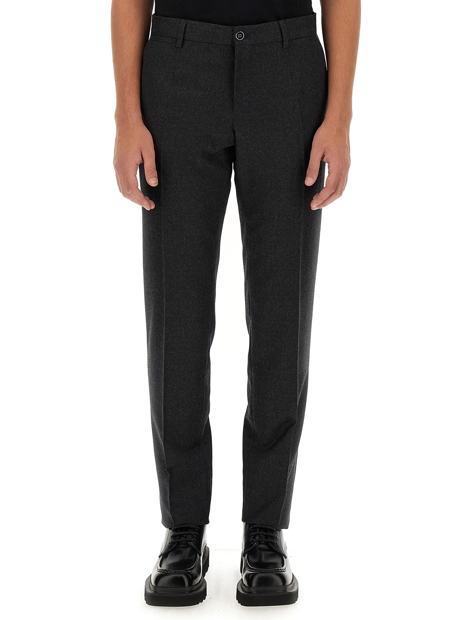 Dolce & Gabbana Men Wool Pants In Grey