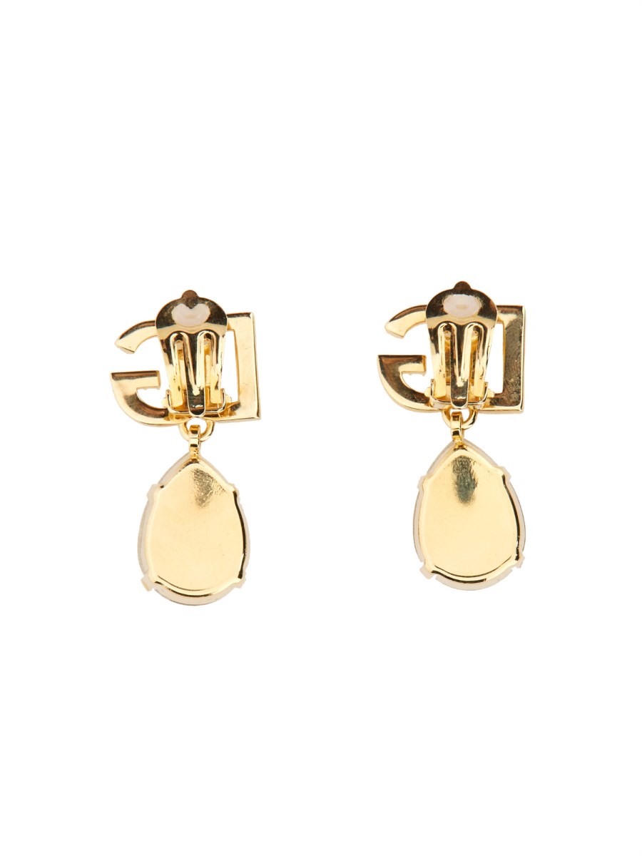 【送料&関税込】Dolce & Gabbana Logo And Rhinestone Ear Dolce & Gabbana rhinestone-embellished D&G Earrings | Gold