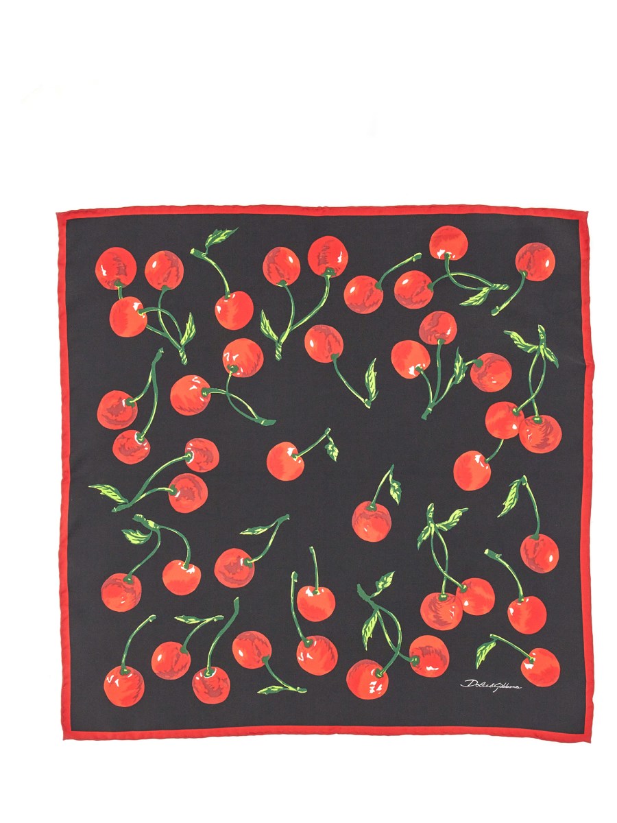 DOLCE & GABBANA - SILK SCARF WITH CHERRY PRINT - Eleonora