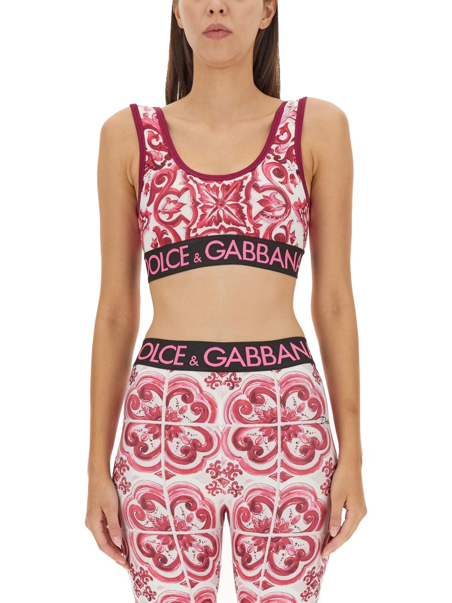 DOLCE & GABBANA TOP IN JERSEY TECNICO CON ELASTICO LOGATO