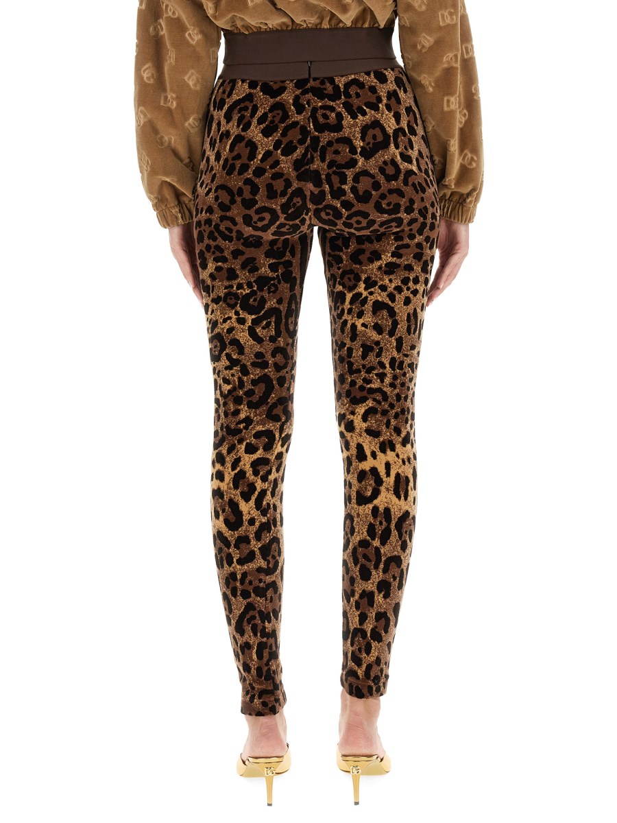 DOLCE & GABBANA - LEOPARD JACQUARD CHENILLE LEGGINGS - Eleonora Bonucci