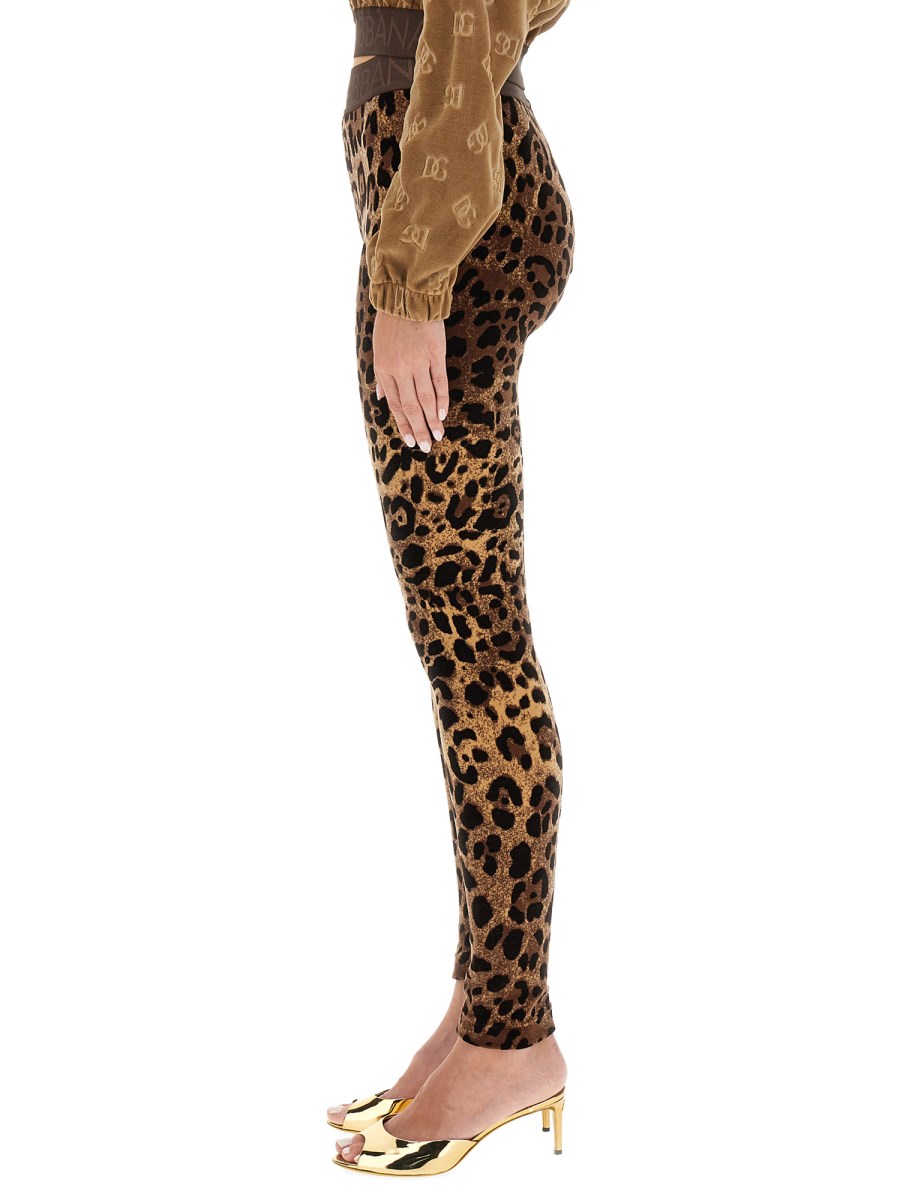 DOLCE & GABBANA - LEOPARD JACQUARD CHENILLE LEGGINGS - Eleonora Bonucci