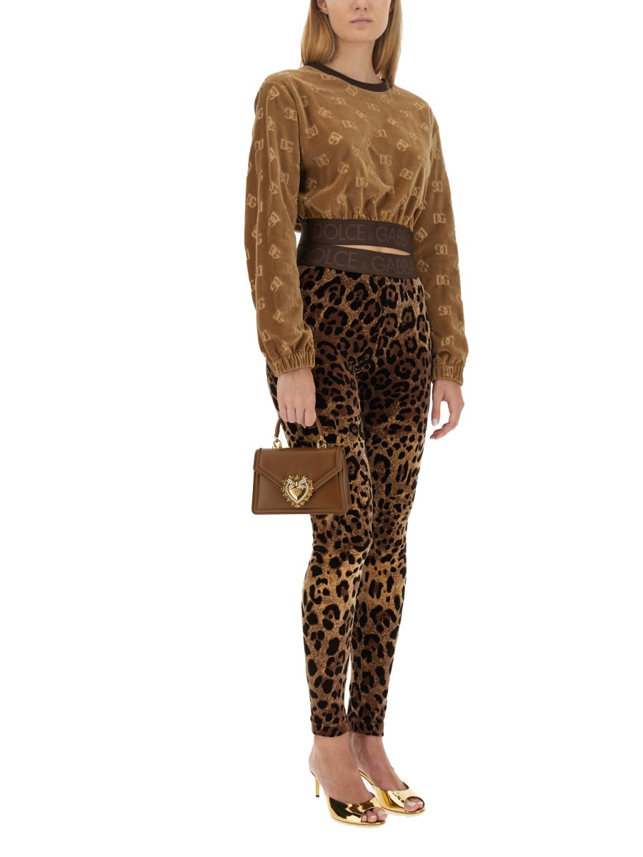 DOLCE & GABBANA - LEOPARD JACQUARD CHENILLE LEGGINGS - Eleonora