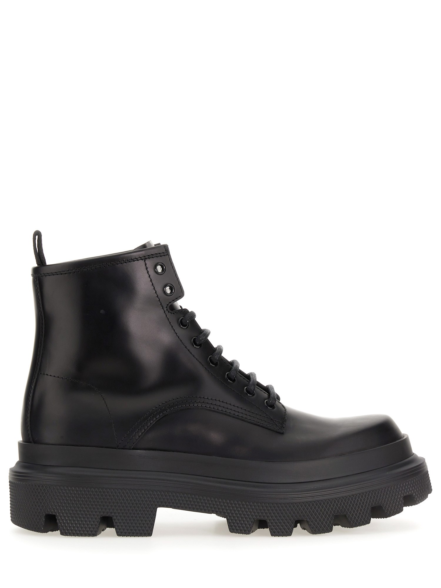dolce & gabbana ankle boot with logo plaque