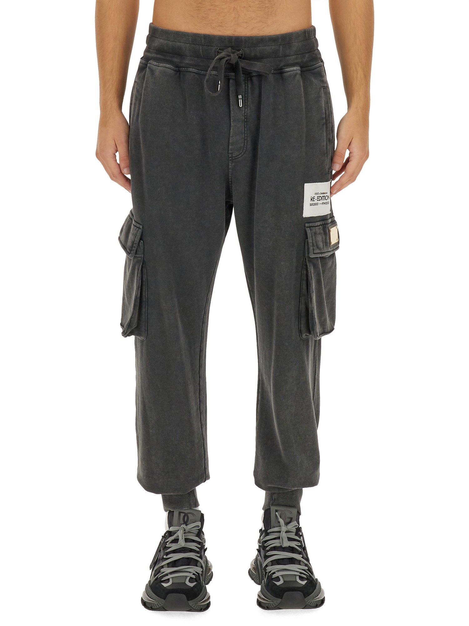 Shop Dolce & Gabbana Jogging Pants With Logo In Grey