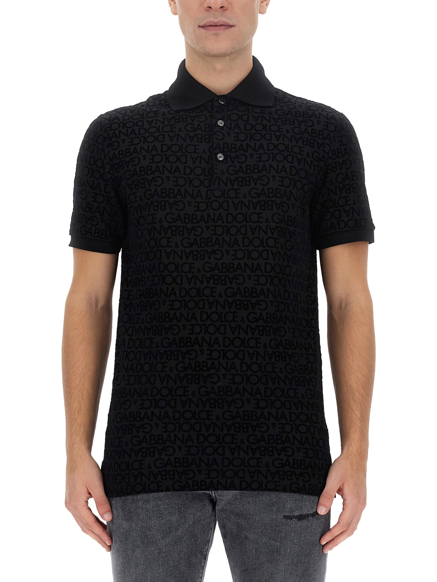 Dolce & Gabbana Polo With Logo In Black