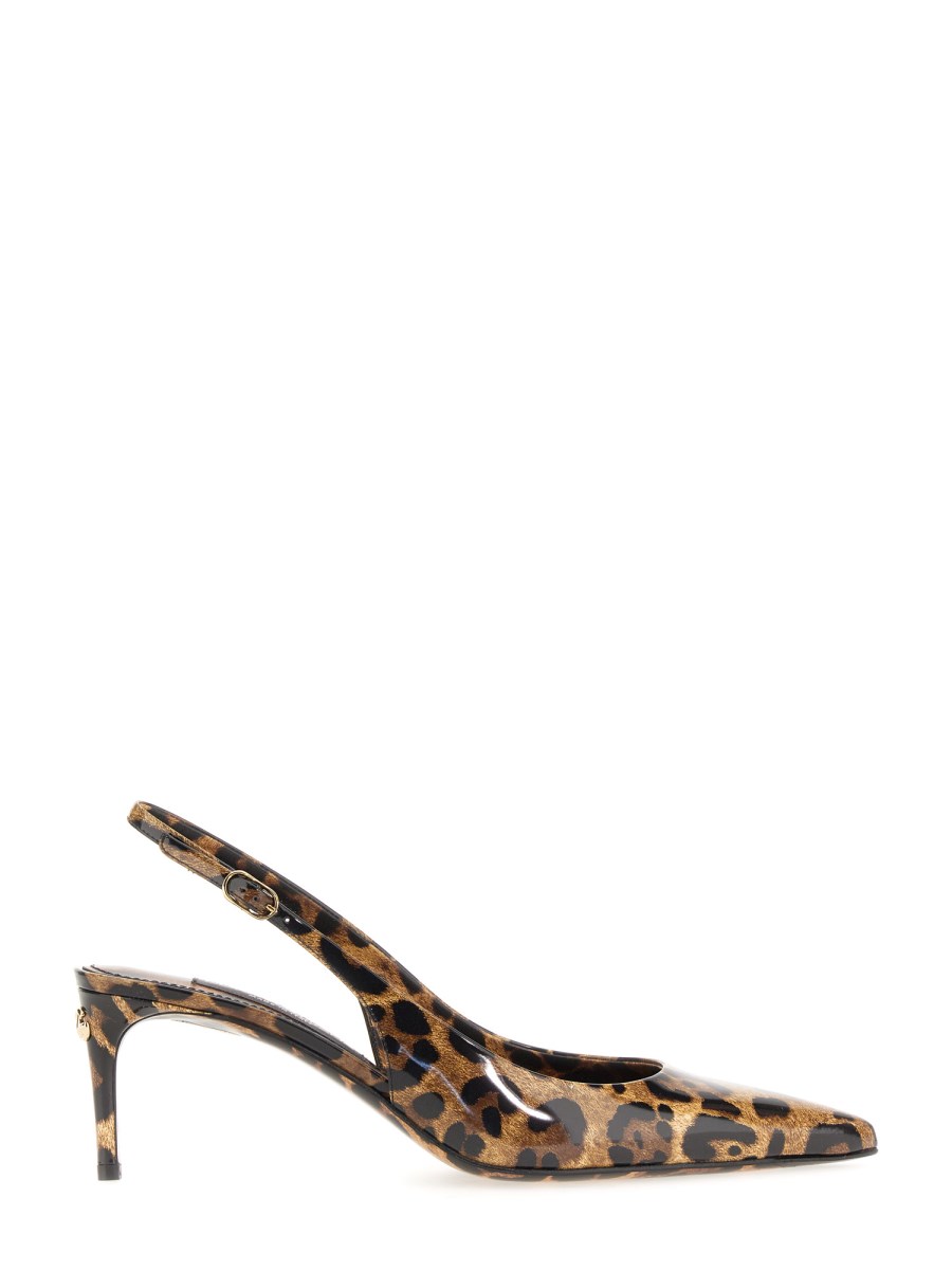 DOLCE & GABBANA SLING BACK IN PELLE CON STAMPA MACULATA