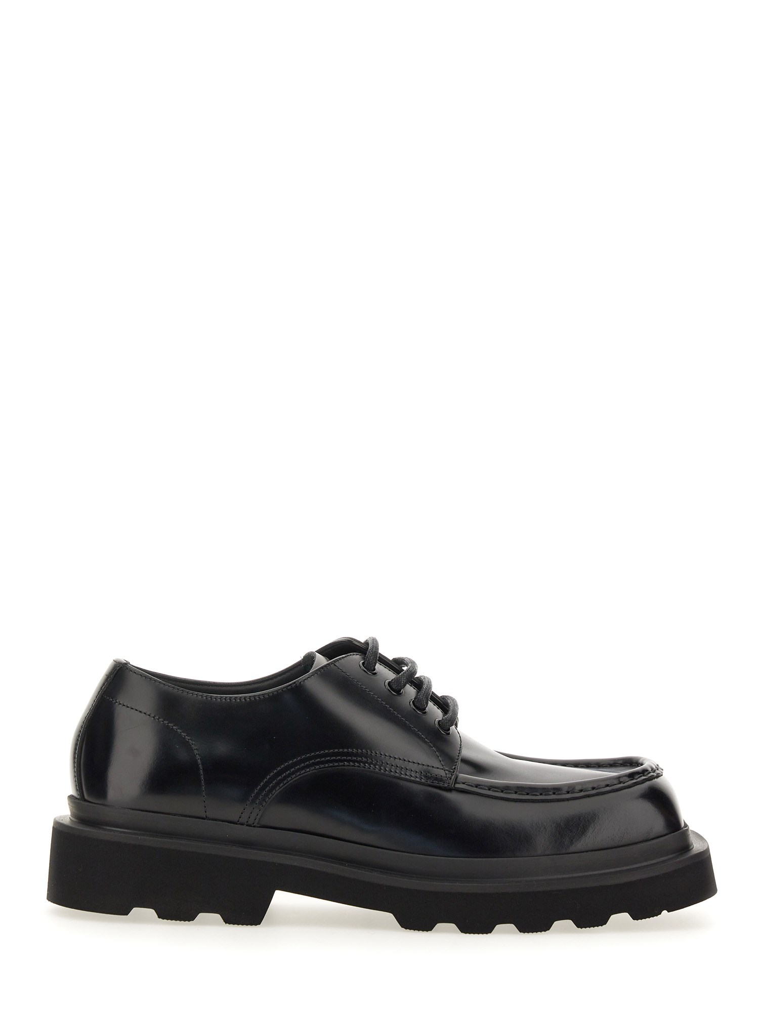 Dolce & Gabbana Square-toe Leather Derby Shoes In Nero